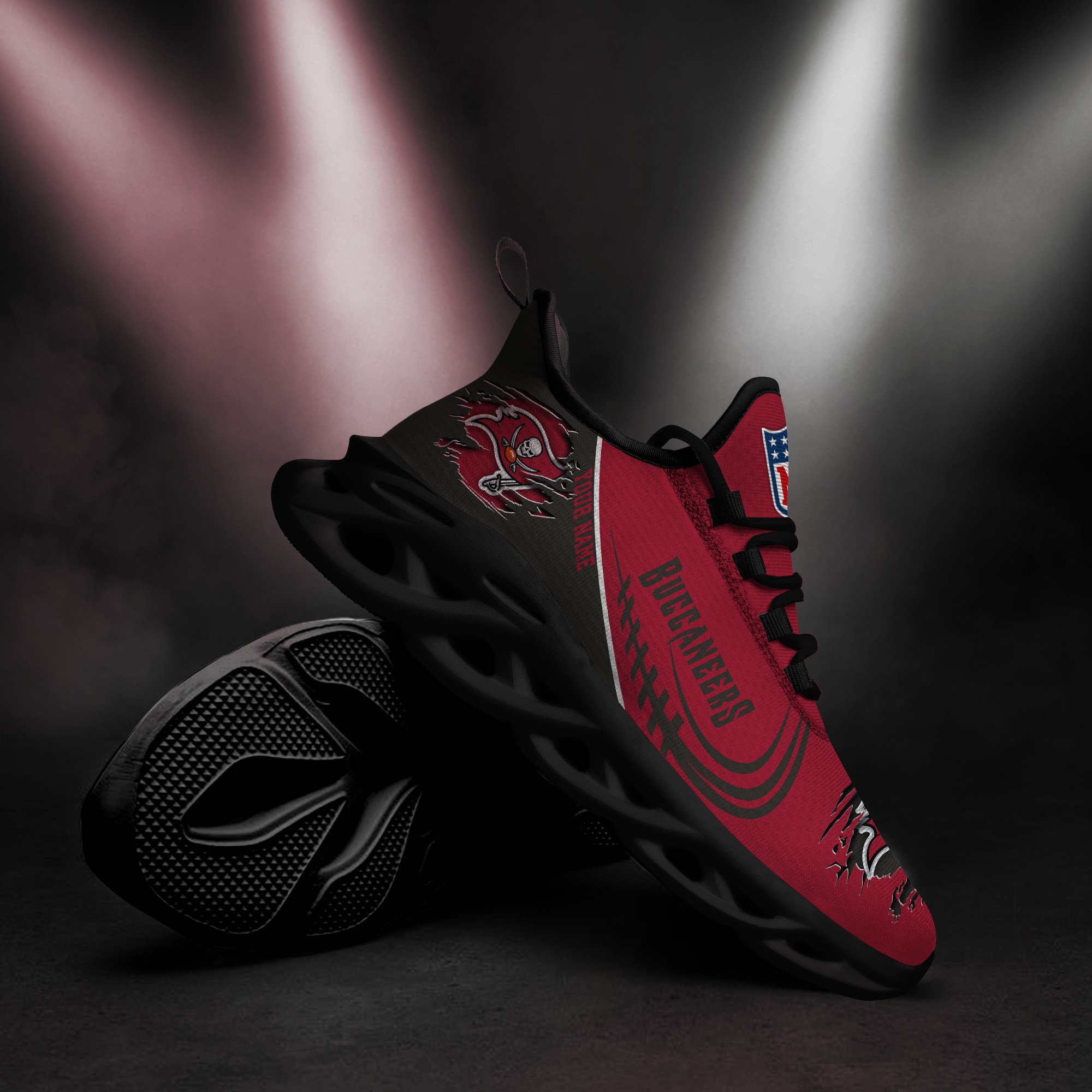 Tampa Bay Buccaneers Black Max Soul Shoes 2025 Versions Custom Name 003