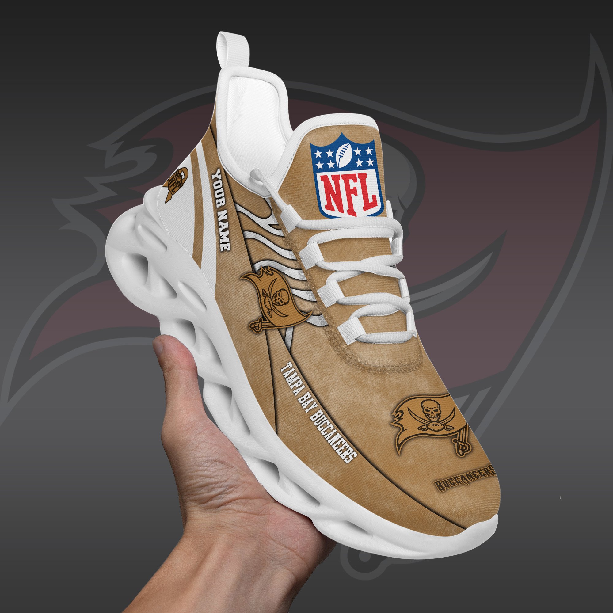 Tampa Bay Buccaneers Black Max Soul Shoes 2025 Versions Custom Your Name And Number 264