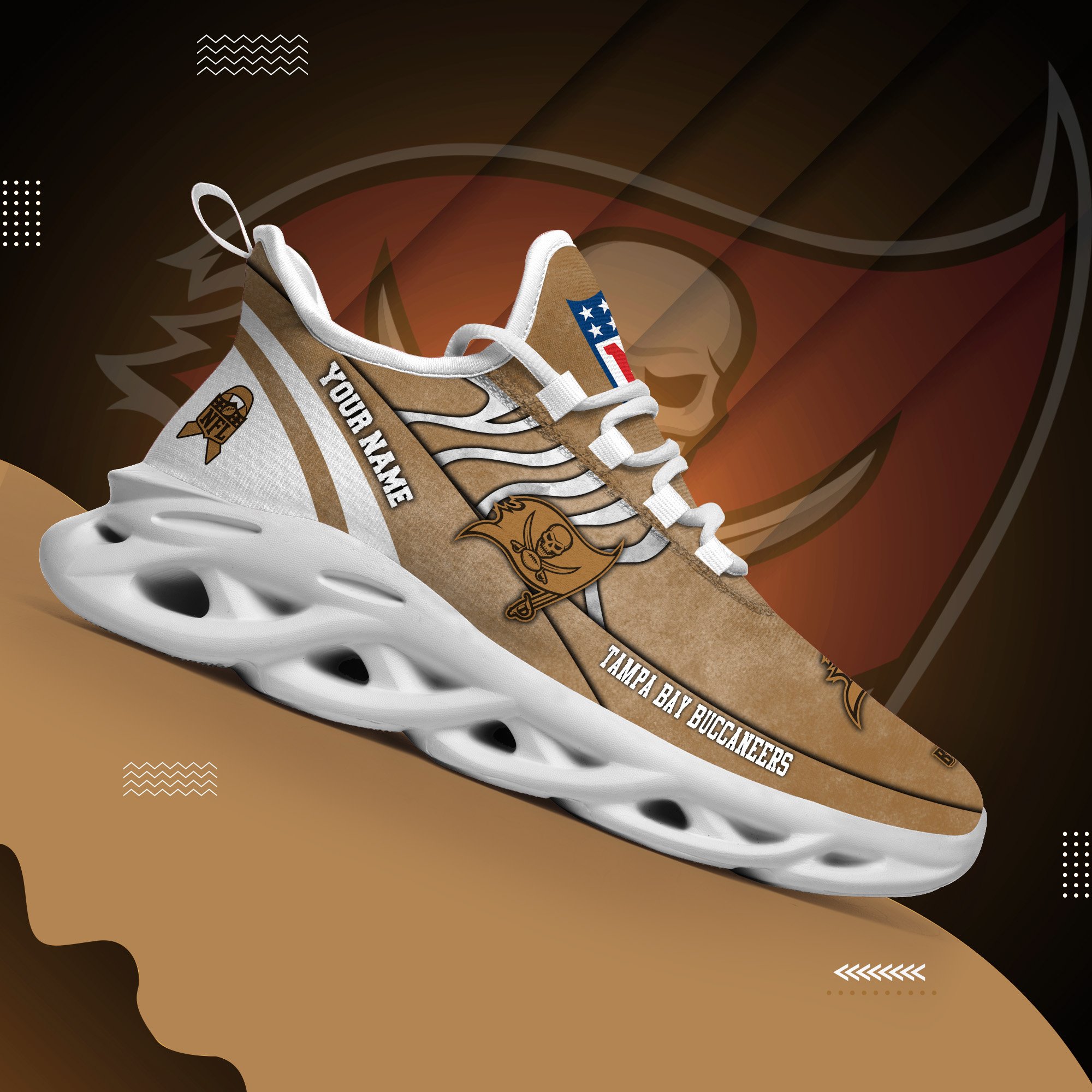 Tampa Bay Buccaneers Black Max Soul Shoes 2025 Versions Custom Your Name And Number 264