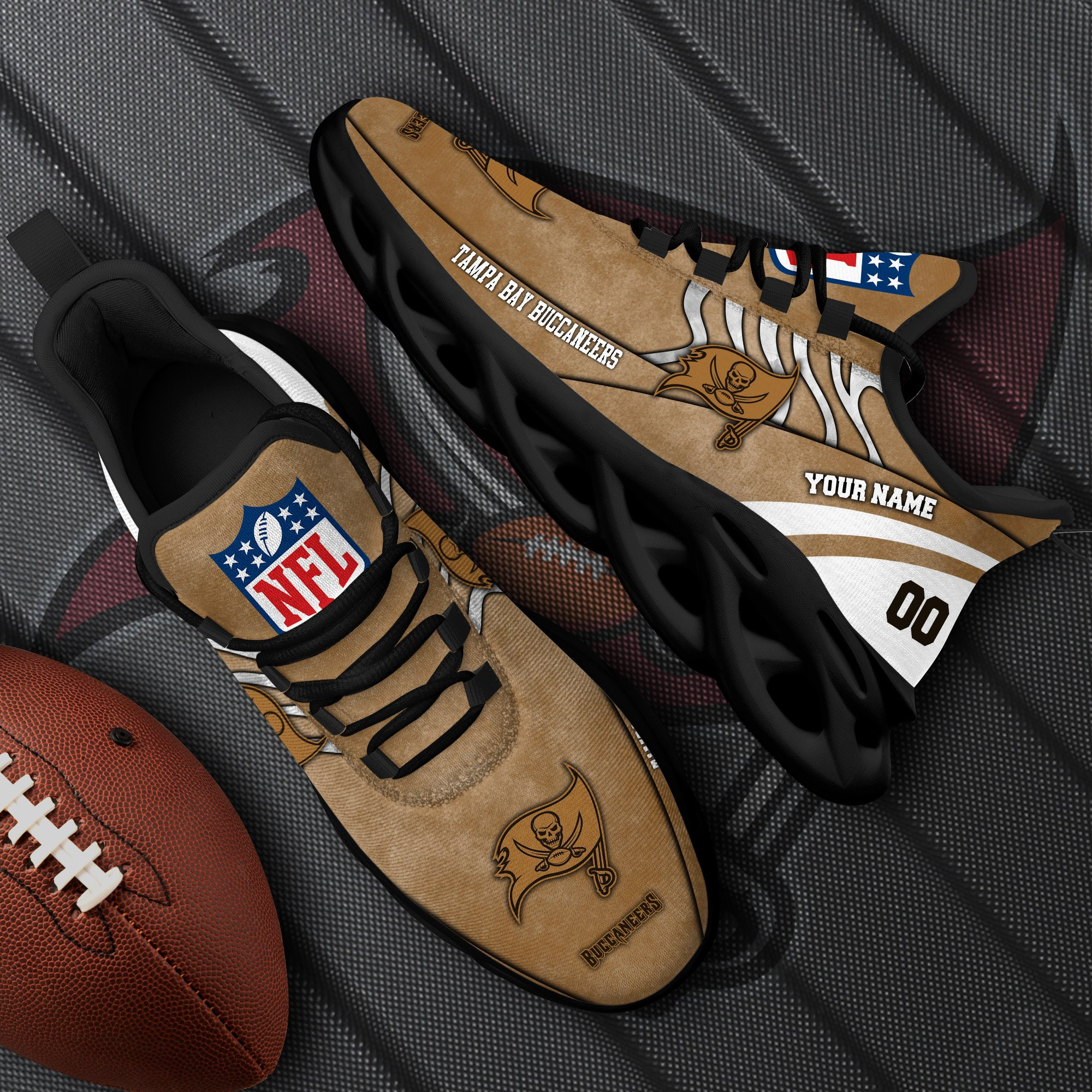 Tampa Bay Buccaneers Black Max Soul Shoes 2025 Versions Custom Your Name And Number 264