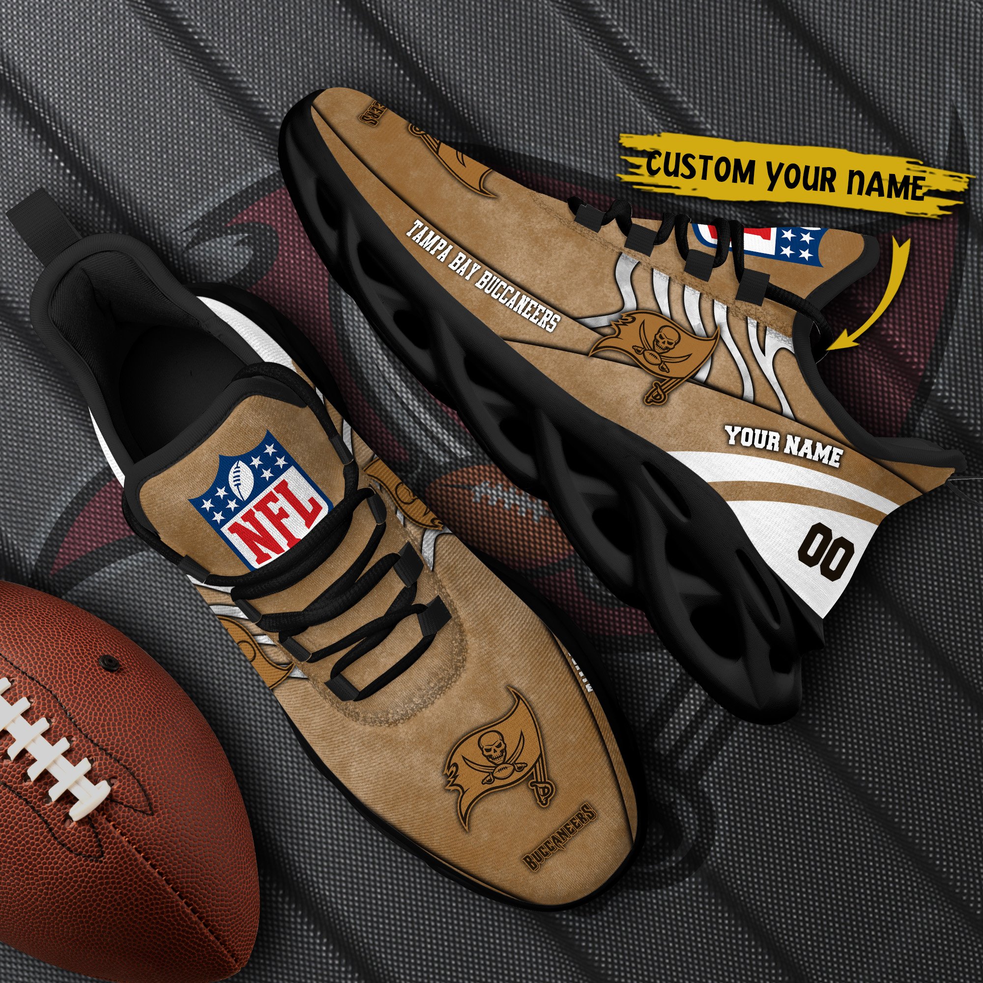 Tampa Bay Buccaneers Black Max Soul Shoes 2025 Versions Custom Your Name And Number 264