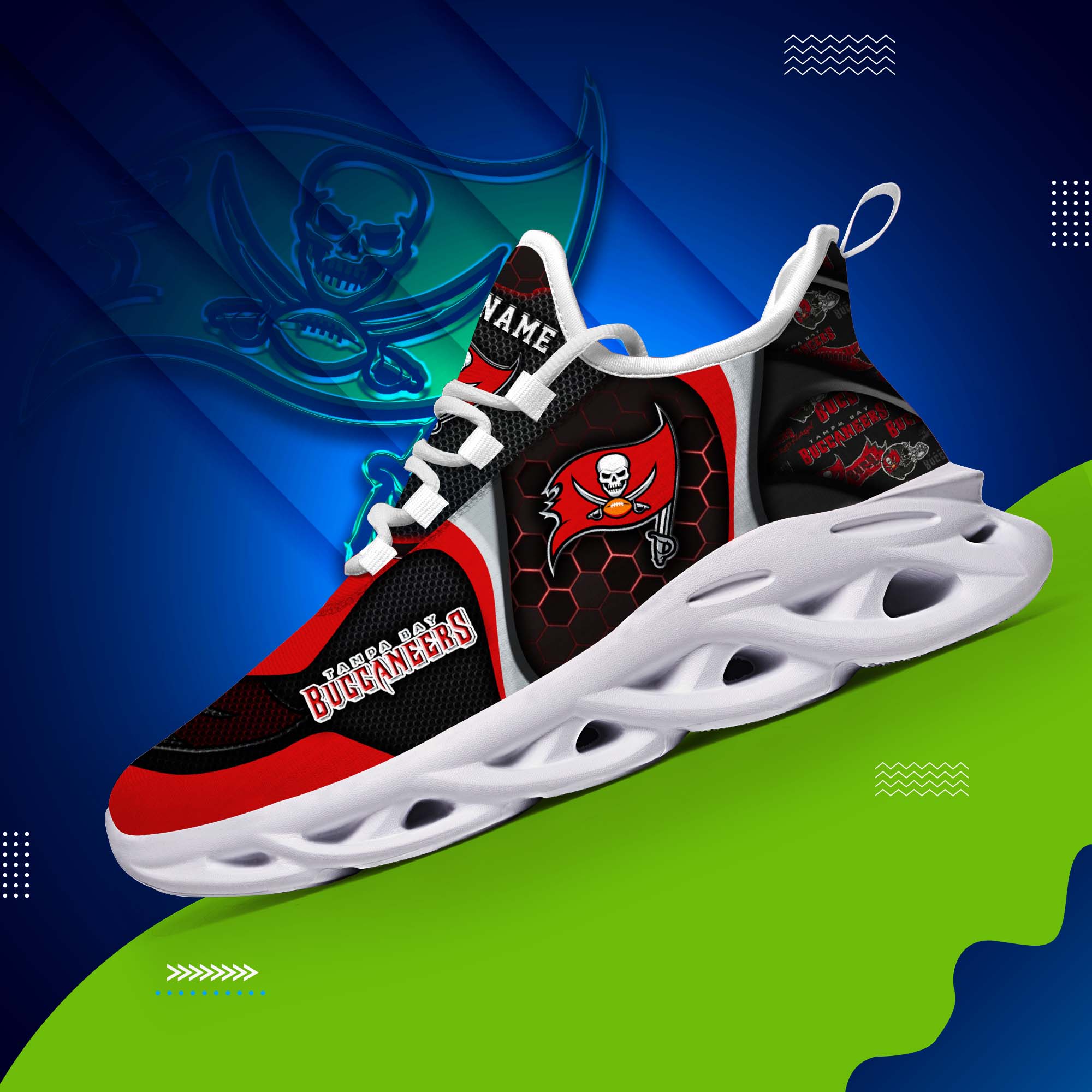 Tampa Bay Buccaneers White C Sneakers 2025 Version Personalized Your Name 432