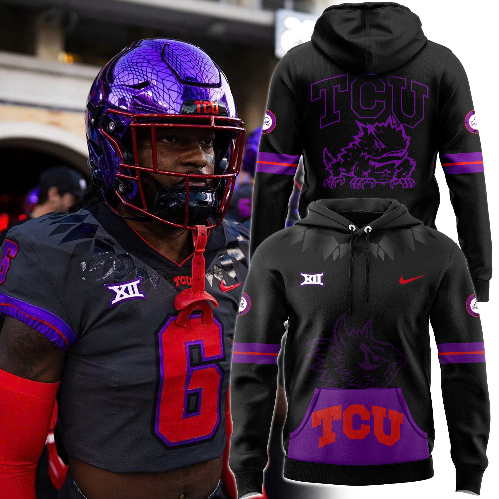 TCU football Brand New Purple Go Frogs Premium Hoodie 