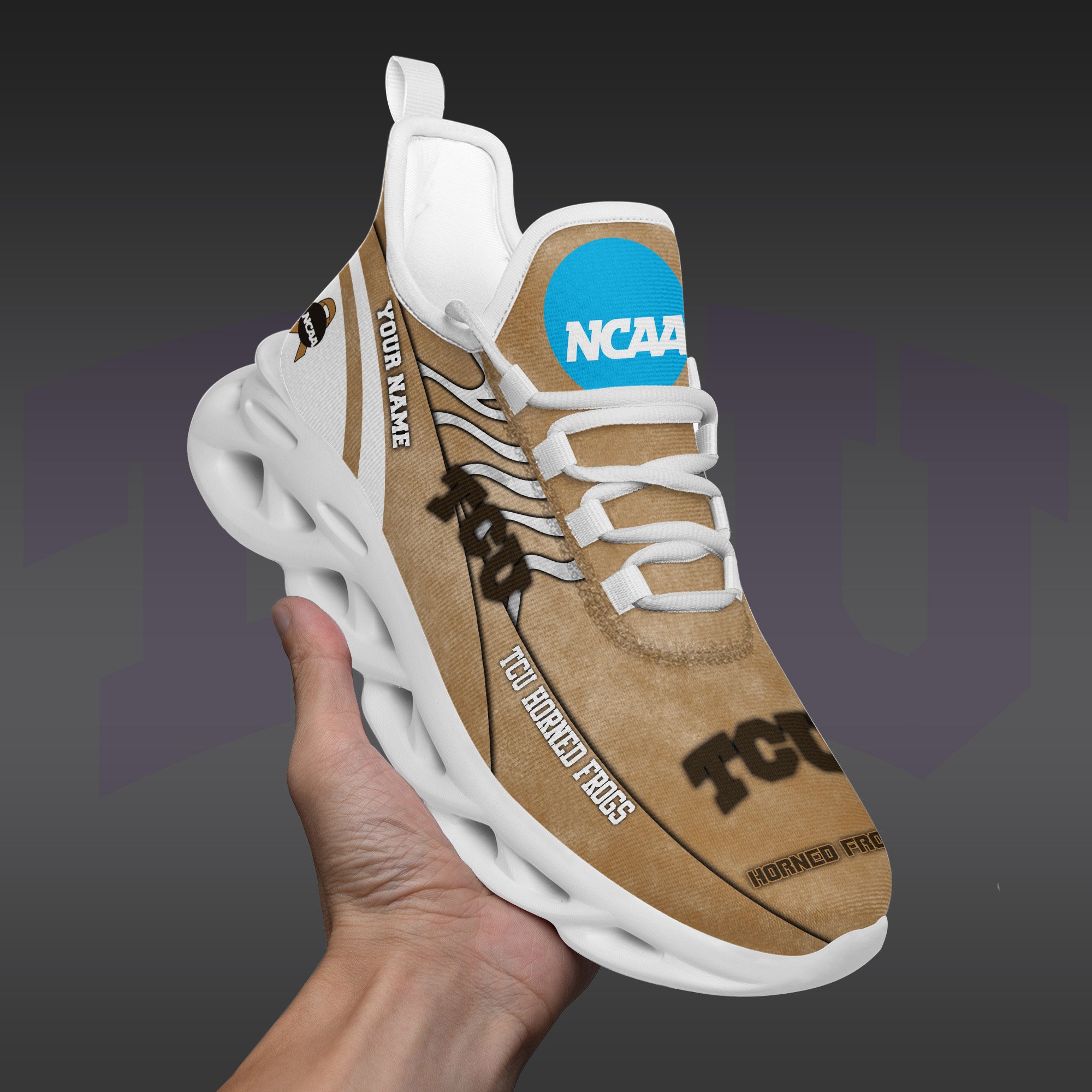 TCU Horned Frogs Black Max Soul Shoes 2025 Versions Custom Your Name And Number 312