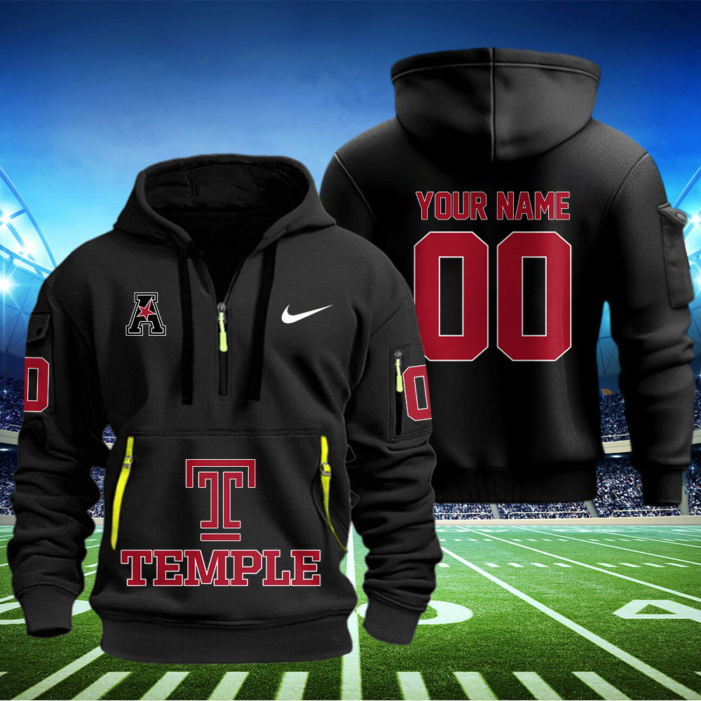 Temple Owls Football Quarter Zip Hoodie 