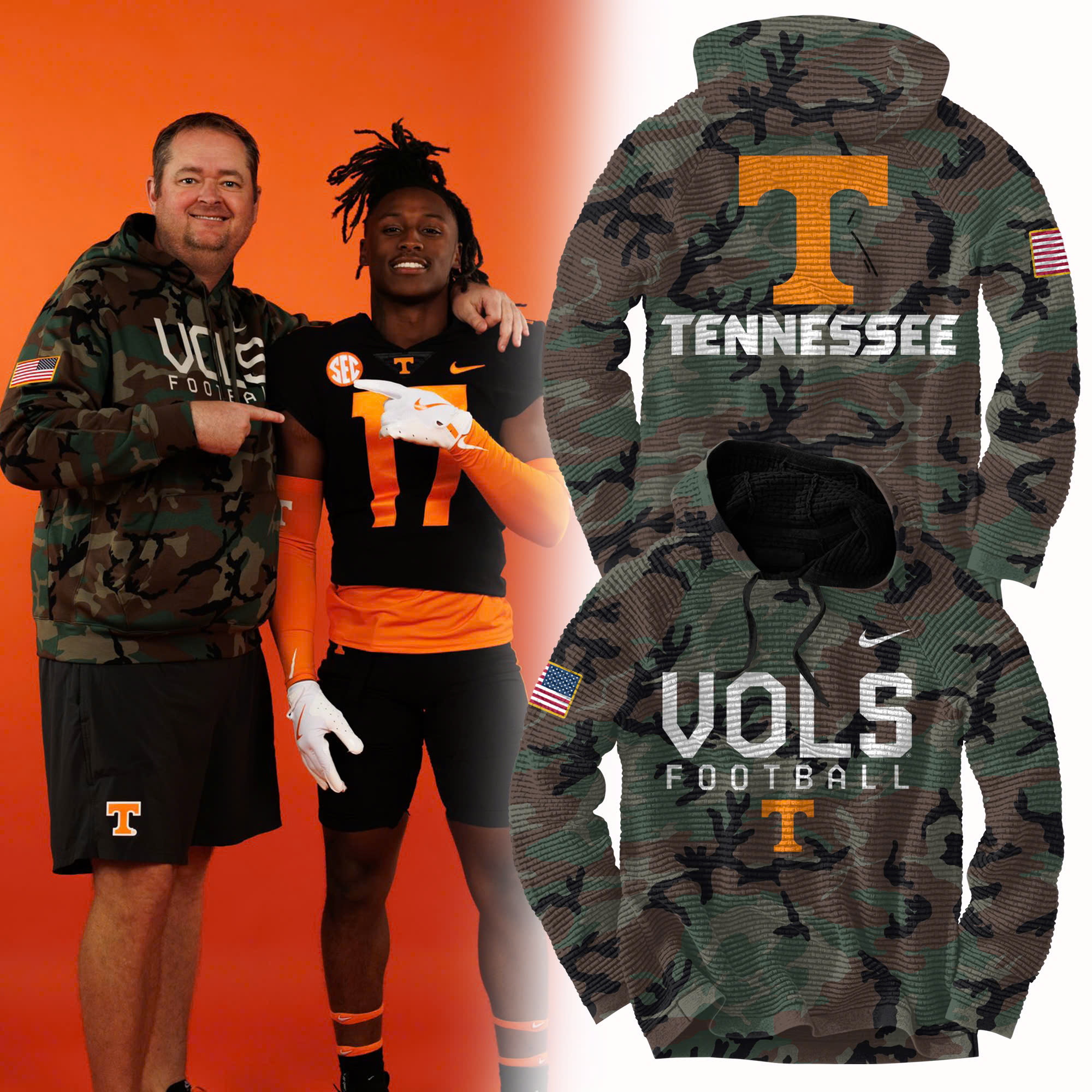 Tennessee Football Camo Salute to Service Club Fleece Pullover Hoodie 