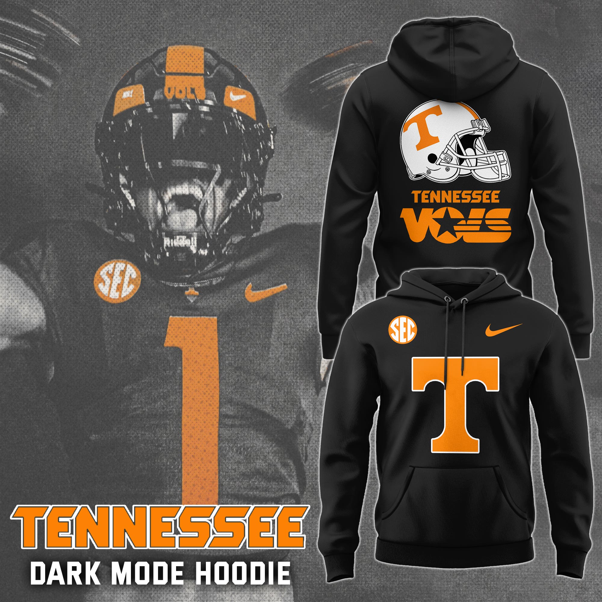 Tennessee Football Venom Dark Mode Vols Hoodie V3 