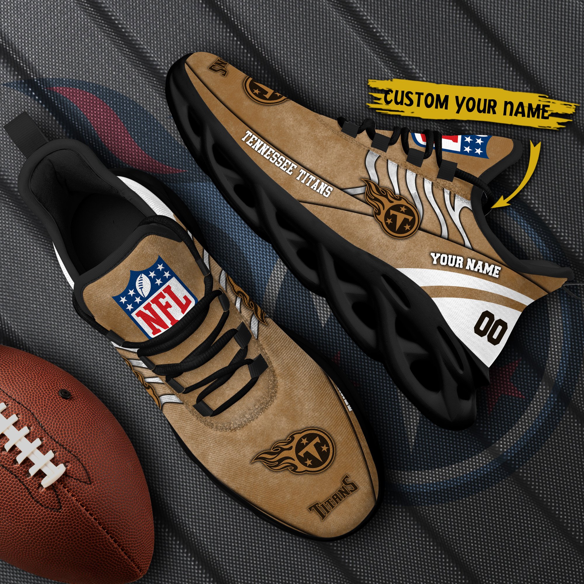 Tennessee Titans Black Max Soul Shoes 2025 Versions Custom Your Name And Number 264