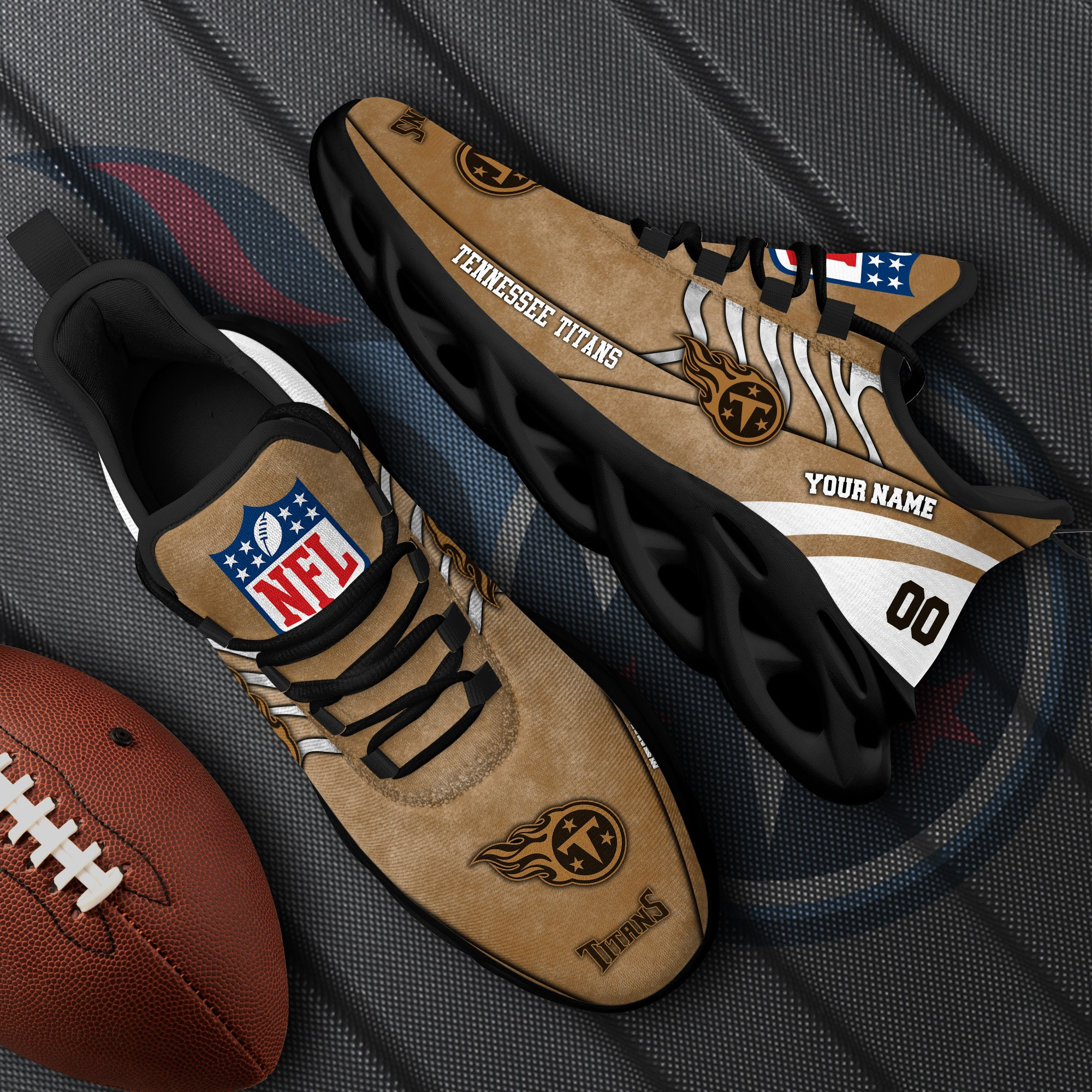 Tennessee Titans Black Max Soul Shoes 2025 Versions Custom Your Name And Number 264