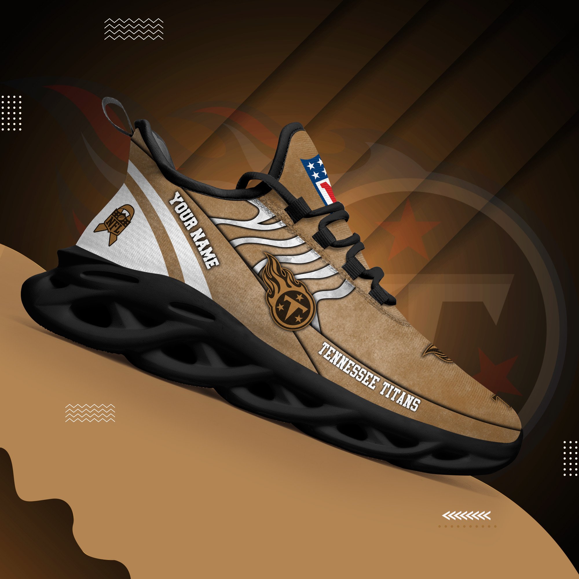 Tennessee Titans Black Max Soul Shoes 2025 Versions Custom Your Name And Number 264