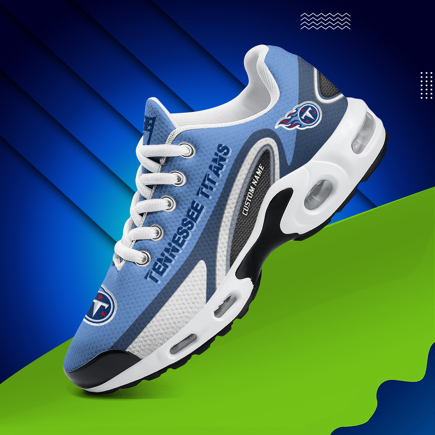 Tennessee Titans Personalized Name Team Logo Mix Colors Oval Line TN Shoes Air Cushion Sneakers