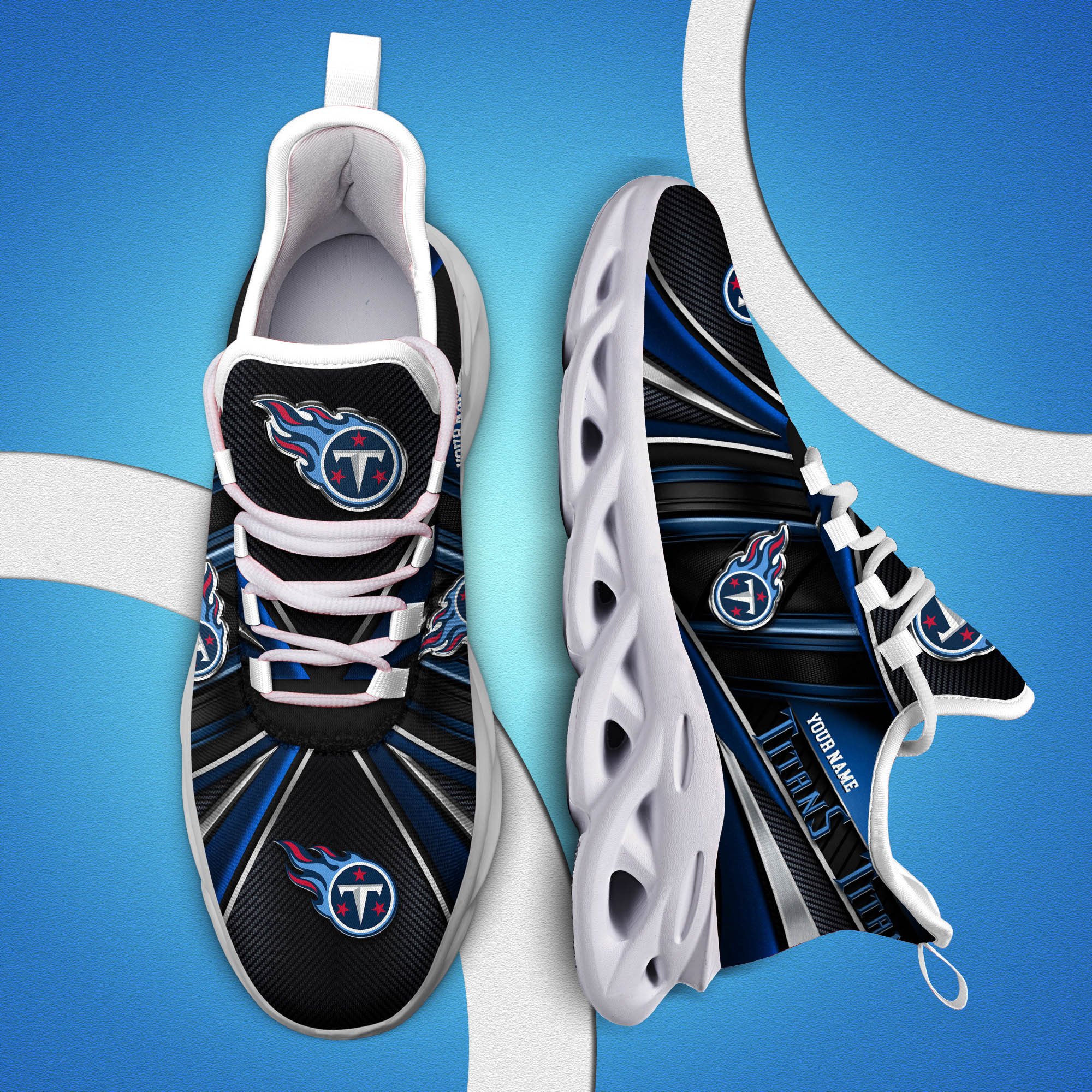 Tennessee Titans White C Sneakers 2025 Version Personalized Your Name, Sport Team Sneakers, Sport Gifts PH892