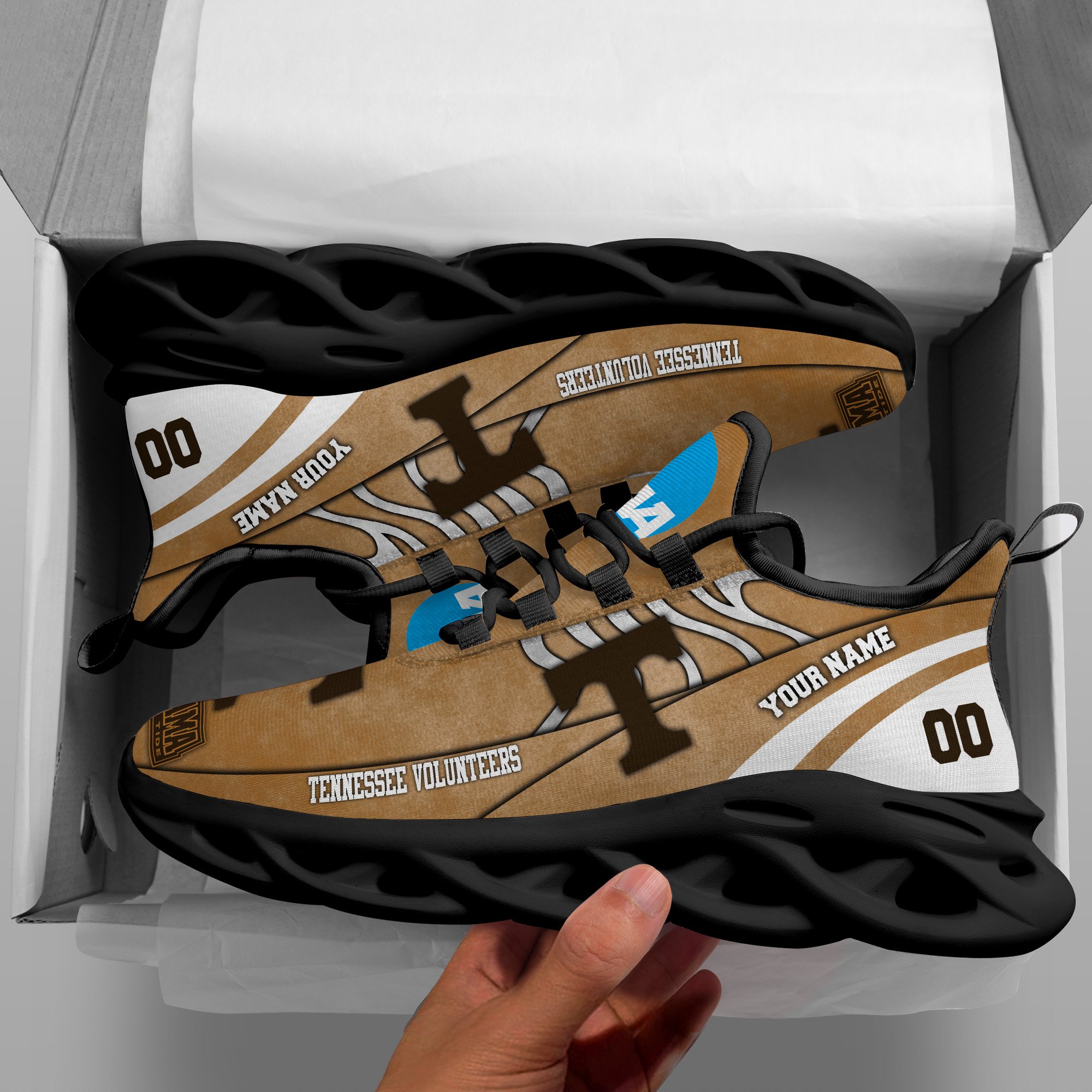 Tennessee Volunteers Black Max Soul Shoes 2025 Versions Custom Your Name And Number 312