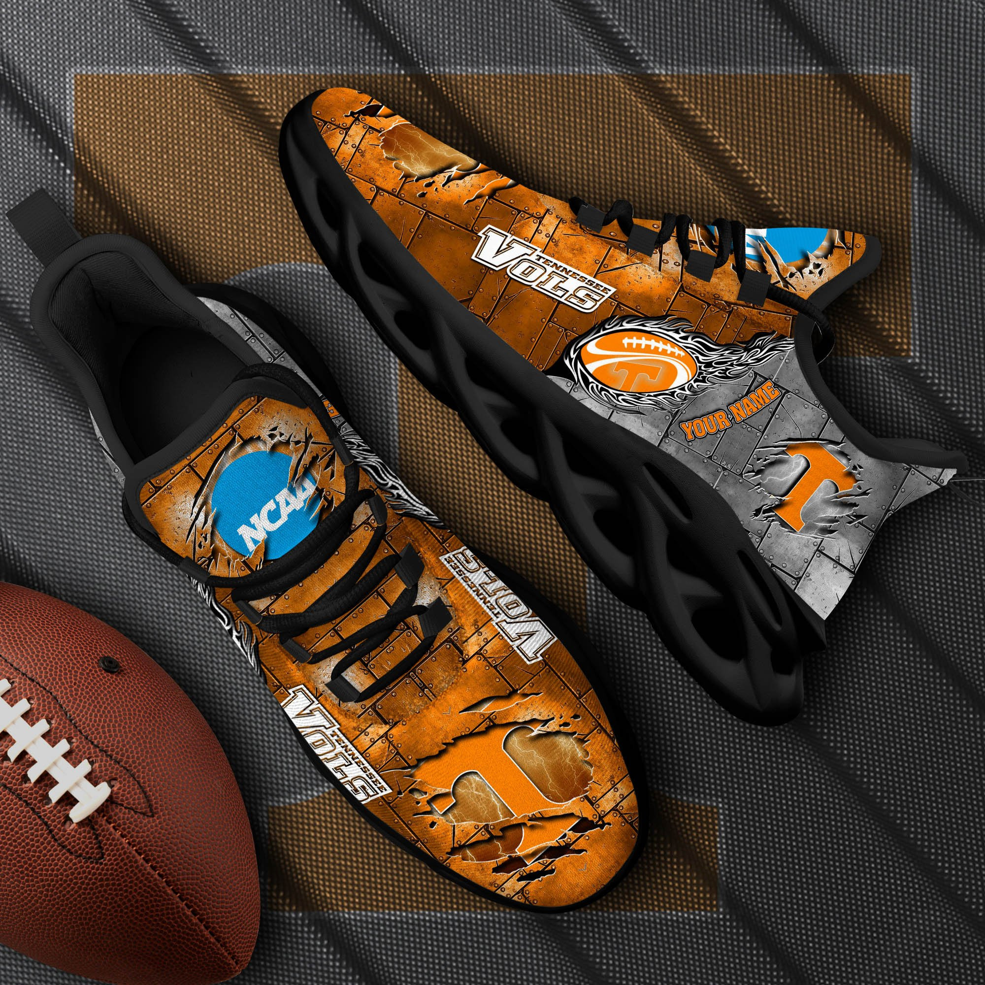 Tennessee Volunteers Black Max Soul Shoes 2025 Versions, White Max Soul Shoes Custom Your Name PH879