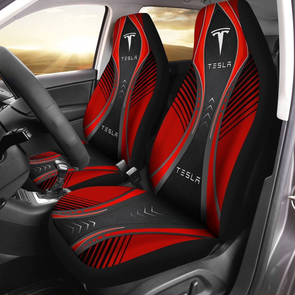 Tesla Car Seat Cover (Set Of 2) Ver 1 (Red) 