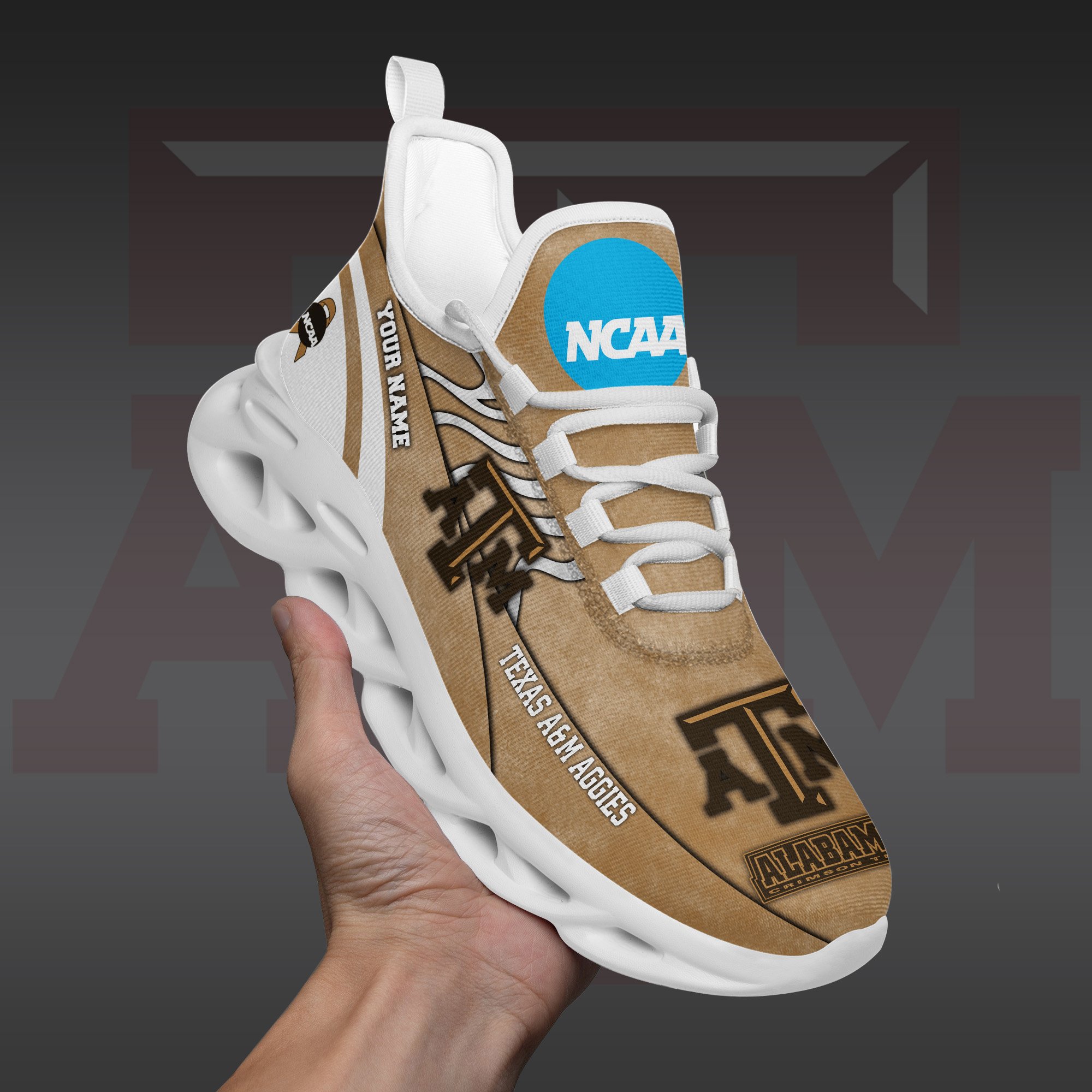 Texas A#038M Aggies Black Max Soul Shoes 2025 Versions Custom Your Name And Number 312