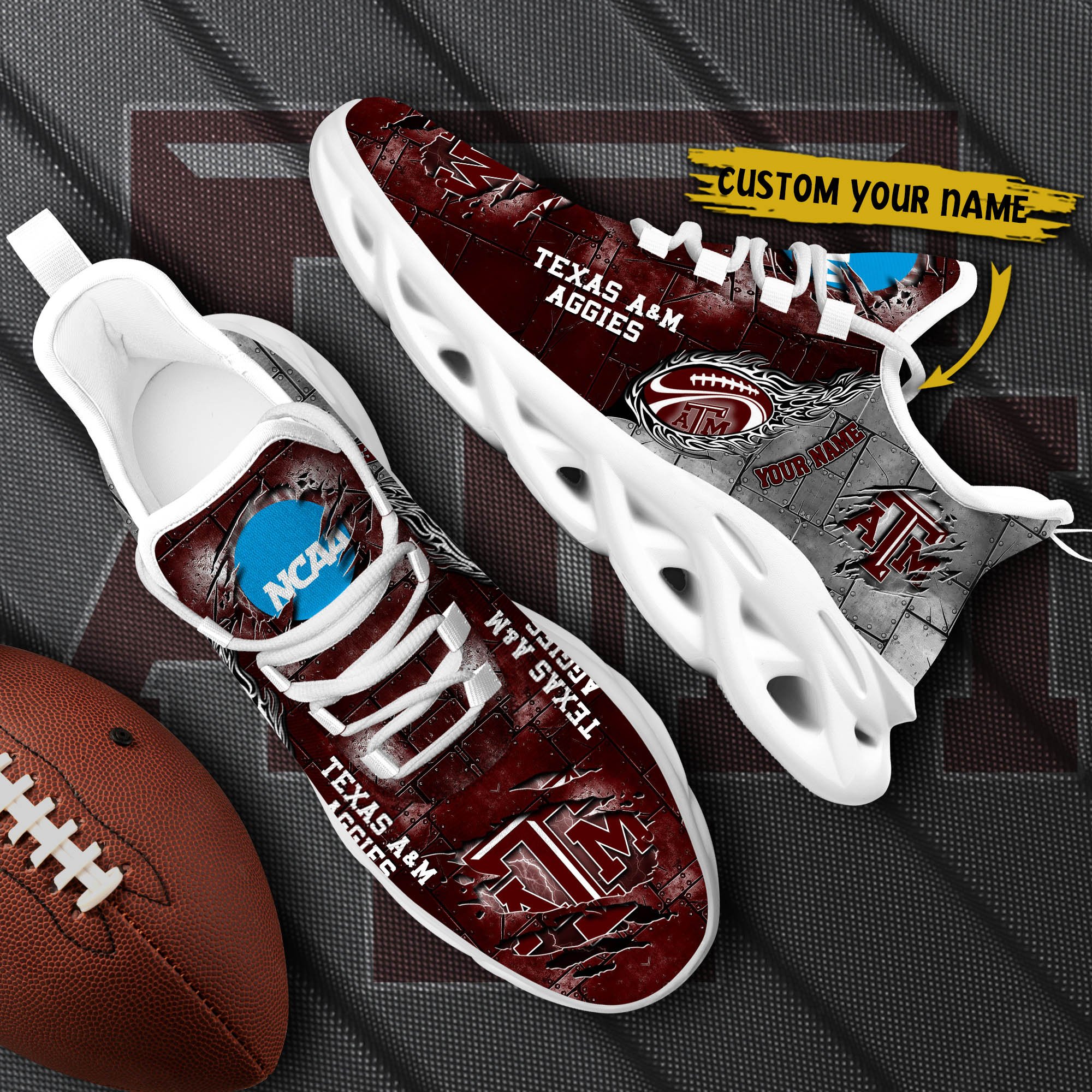 Texas A#038M Aggies Black Max Soul Shoes 2025 Versions, White Max Soul Shoes Custom Your Name PH879