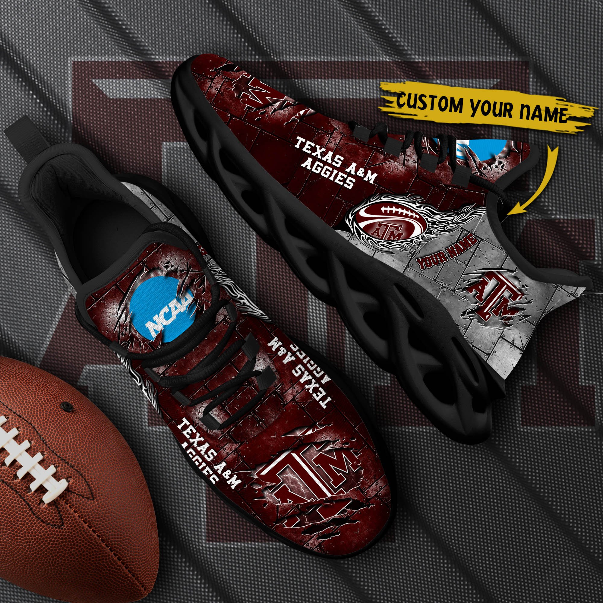 Texas A#038M Aggies Black Max Soul Shoes 2025 Versions, White Max Soul Shoes Custom Your Name PH879