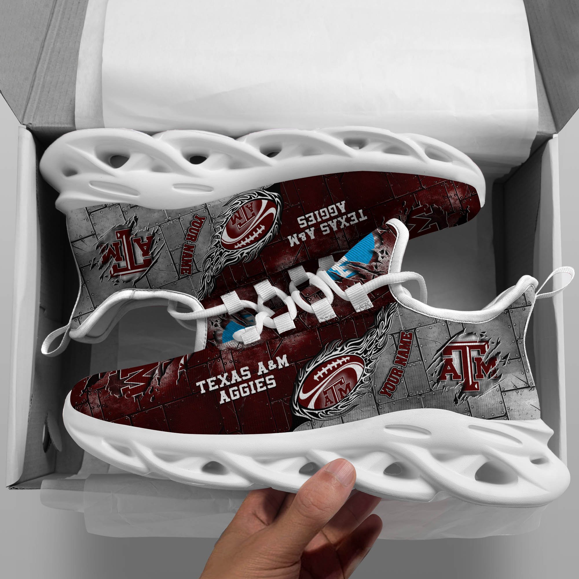 Texas A#038M Aggies Black Max Soul Shoes 2025 Versions, White Max Soul Shoes Custom Your Name PH879