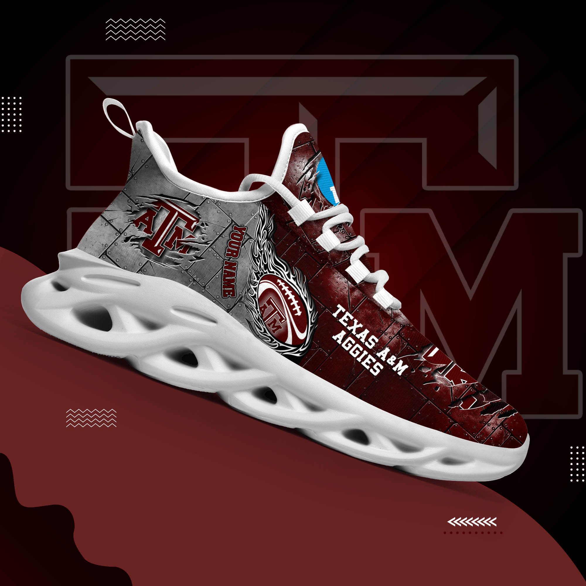 Texas A#038M Aggies Black Max Soul Shoes 2025 Versions, White Max Soul Shoes Custom Your Name PH879