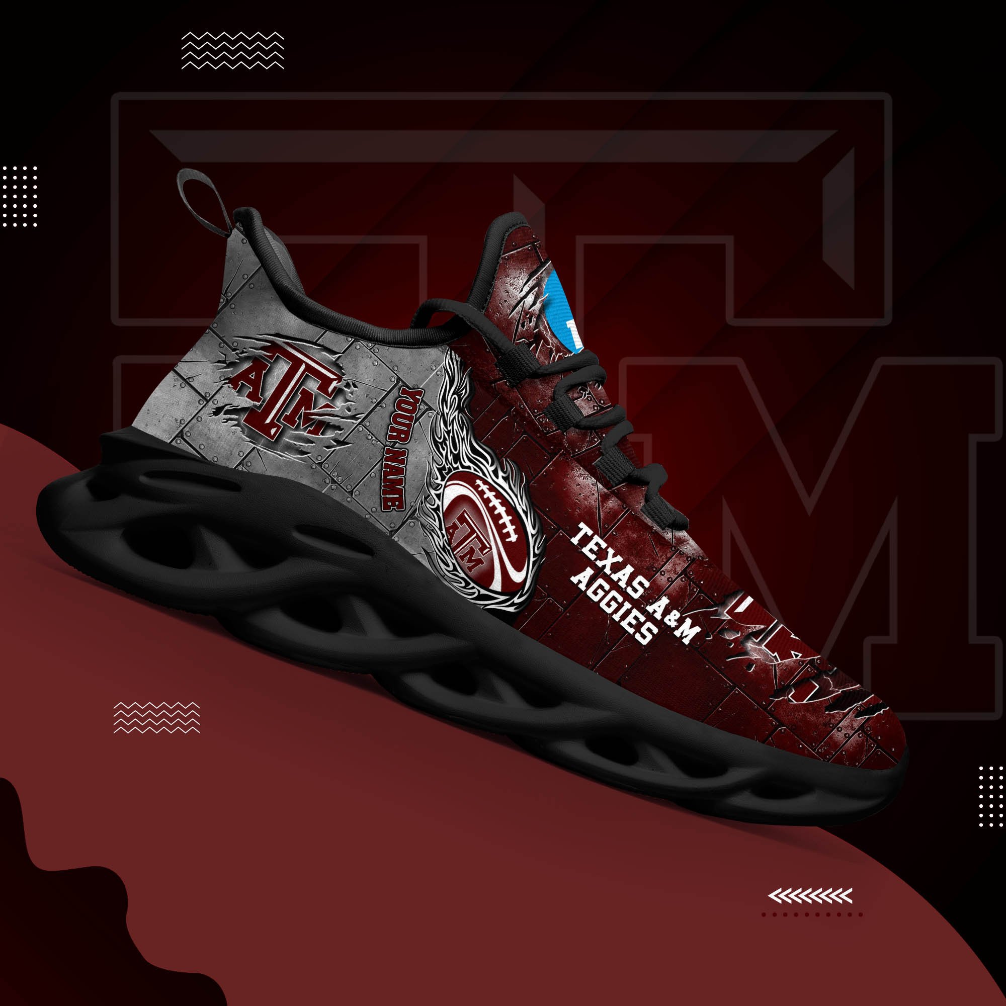 Texas A#038M Aggies Black Max Soul Shoes 2025 Versions, White Max Soul Shoes Custom Your Name PH879