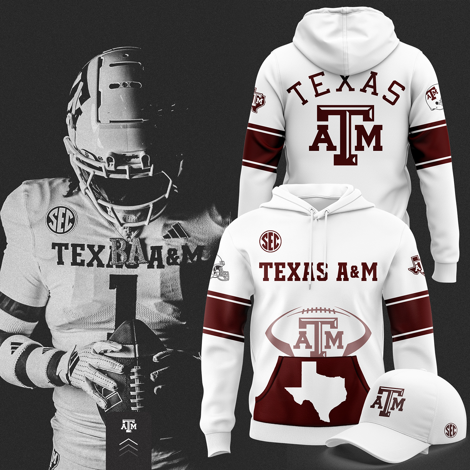 Texas A&M Aggies Football GigEm Premium Pullover Hoodie 