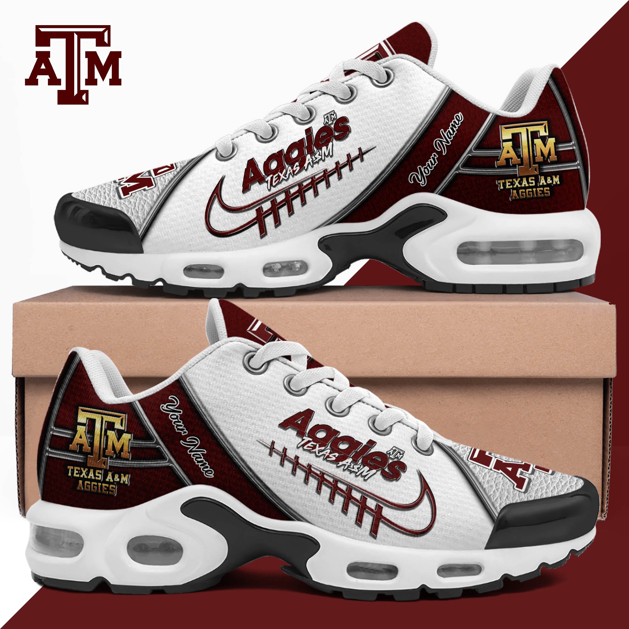 Texas A#038M Aggies TN Shoes 2025 Version Custom Your Name, Football Team Shoes 516