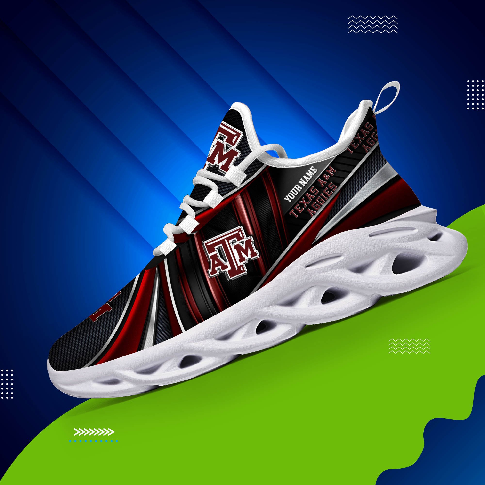 Texas A#038M Aggies White C Sneakers 2025 Version Personalized Your Name, Sport Team Sneakers, Sport Gifts PH892