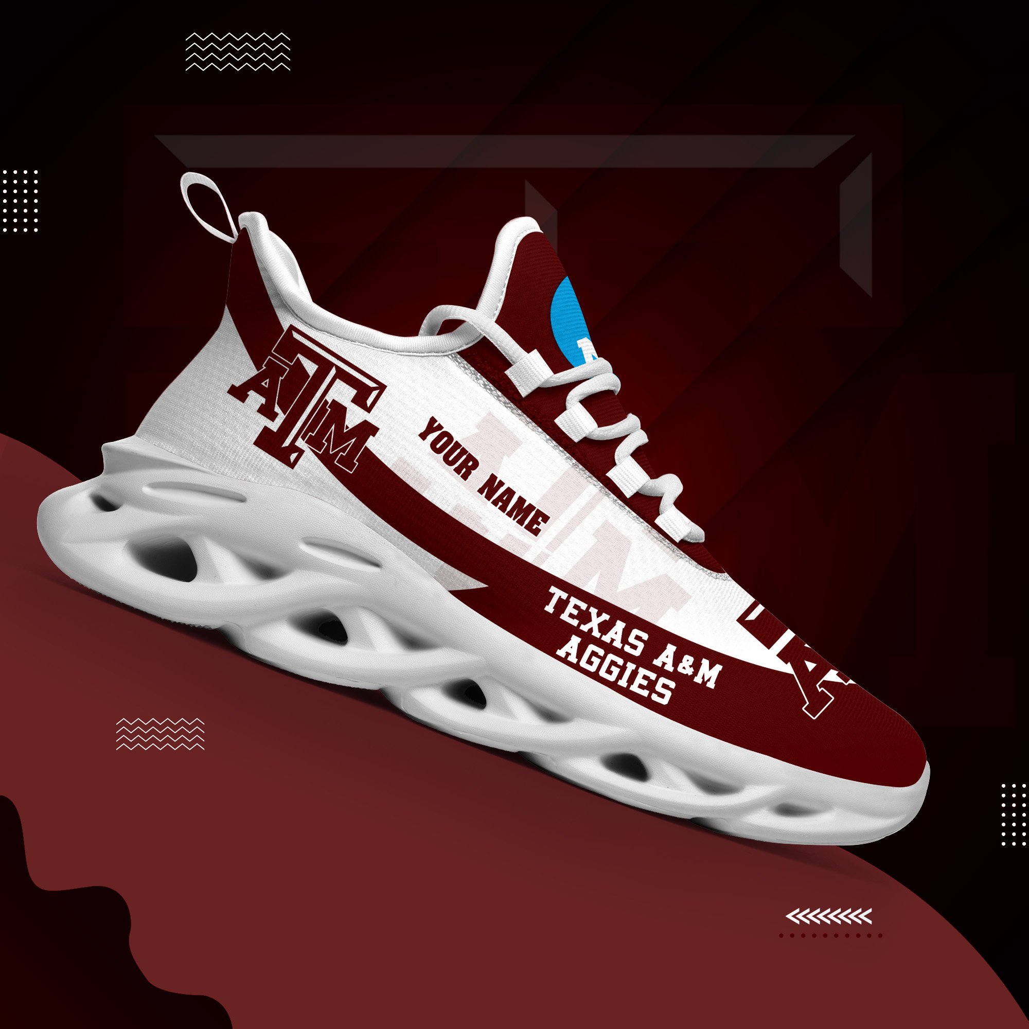 Texas A#038M Aggies White Max Soul Shoes 2025 Versions Custom Your Name, Sports Gift For Fan PH019