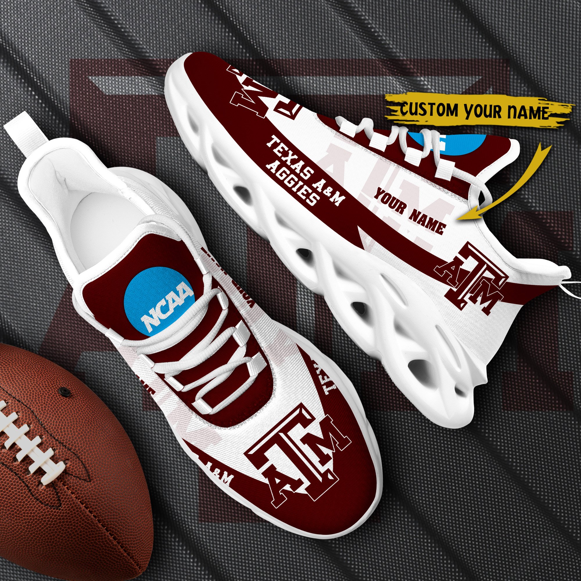 Texas A#038M Aggies White Max Soul Shoes 2025 Versions Custom Your Name, Sports Gift For Fan PH019