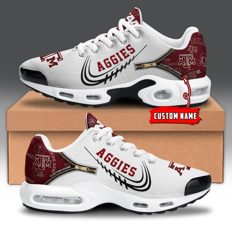 Texas A&M Aggies Personalized Name Team Logo Mix Colors Zipped Line TN Shoes Air Cushion Sneakers