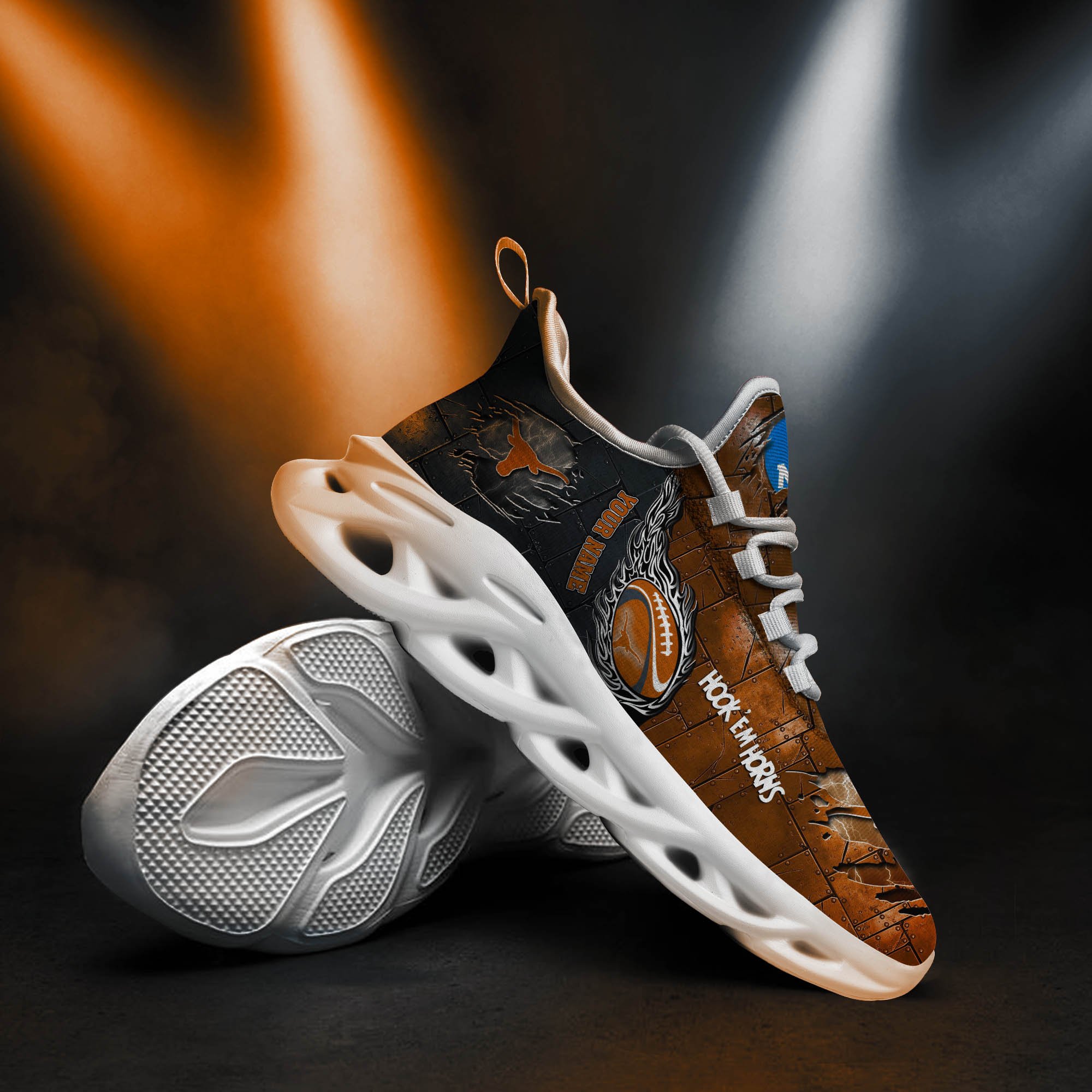 Texas Longhorns Black Max Soul Shoes 2025 Versions, White Max Soul Shoes Custom Your Name PH879