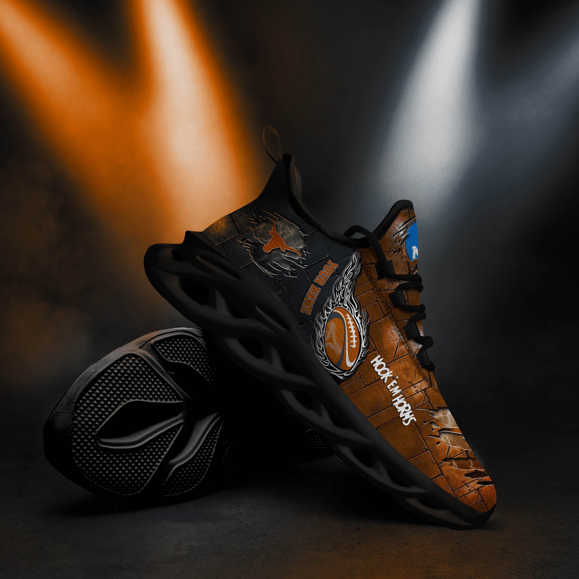Texas Longhorns Black Max Soul Shoes 2025 Versions, White Max Soul Shoes Custom Your Name PH879
