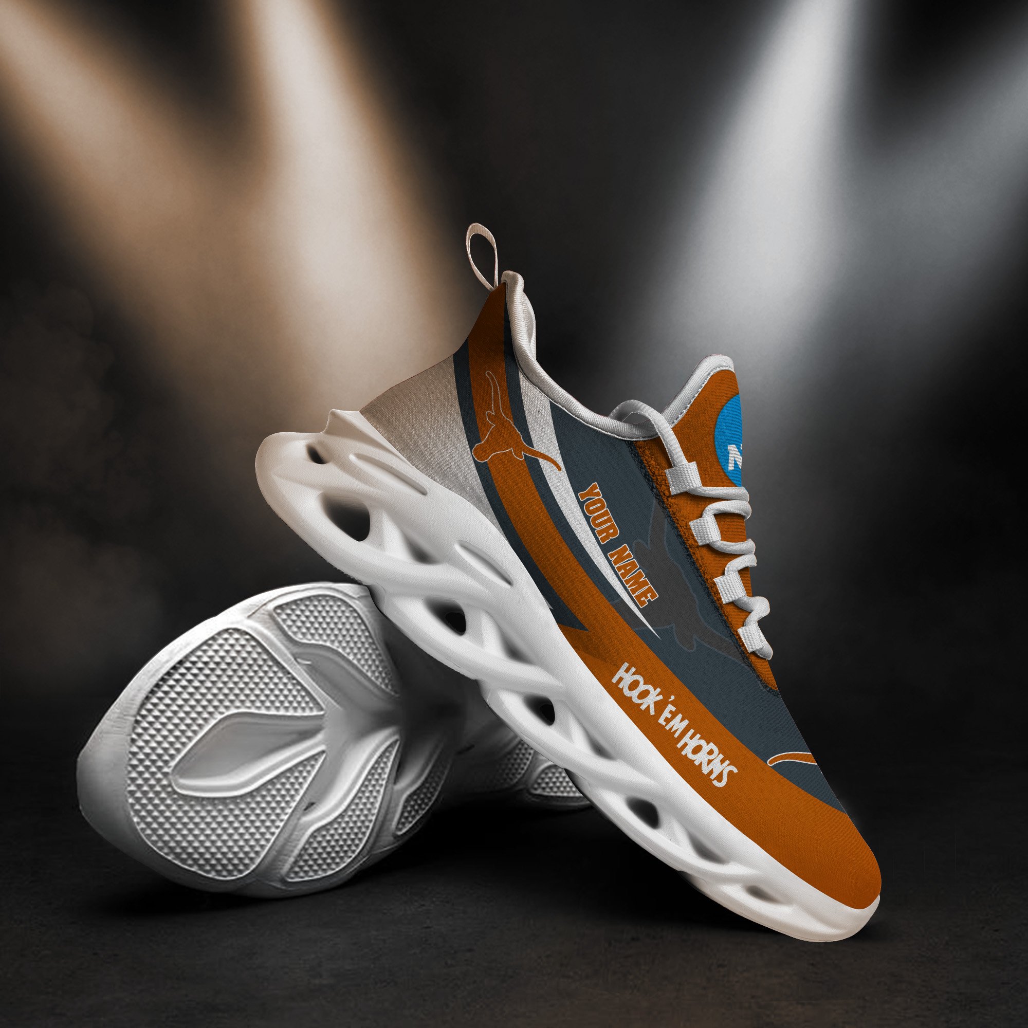 Texas Longhorns White Max Soul Shoes 2025 Versions Custom Your Name, Sports Gift For Fan PH019