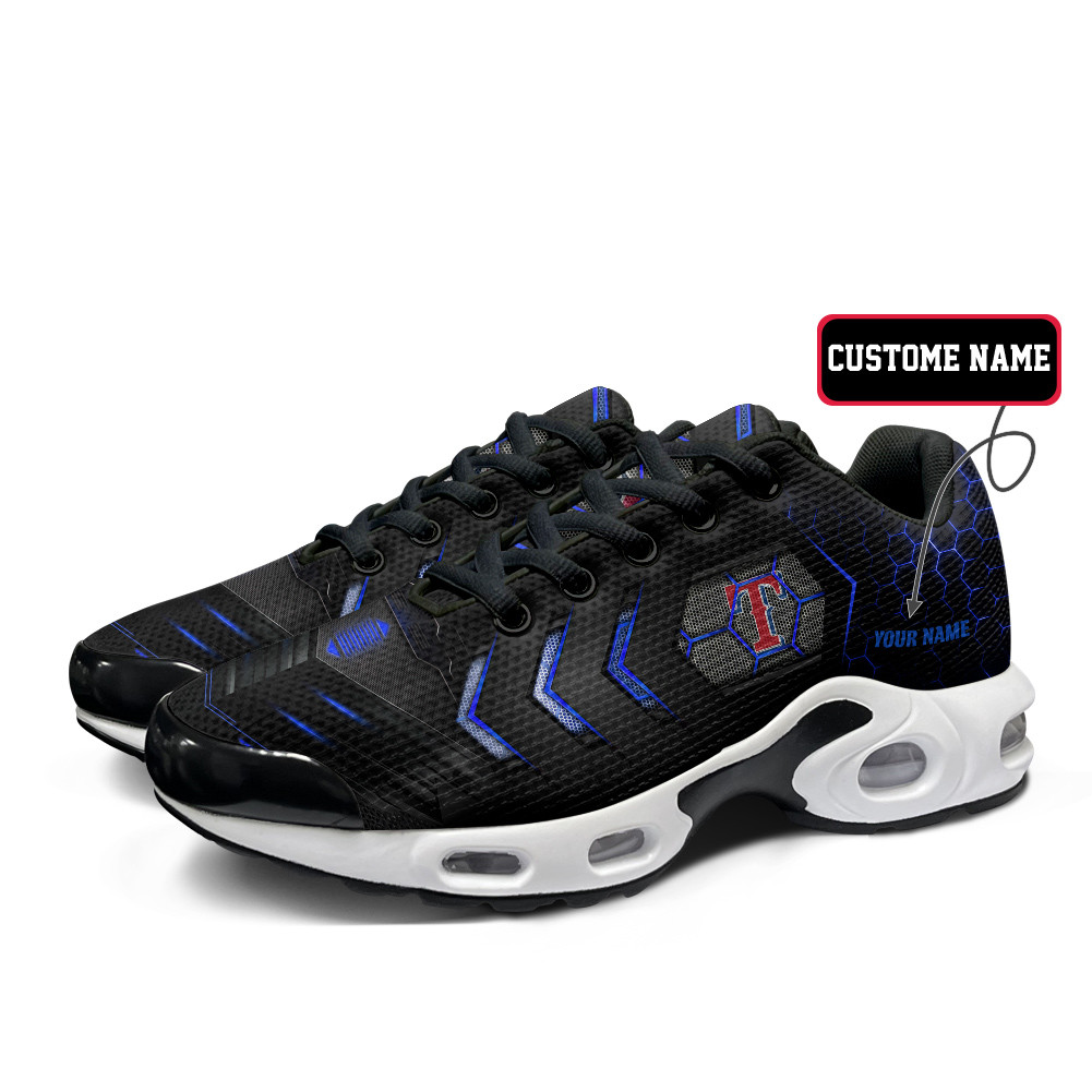 Texas Rangers Personalized Name Team Colors Arrow Line Beehive Pattern TN Air Max Shoes Air Cushion Sneakers