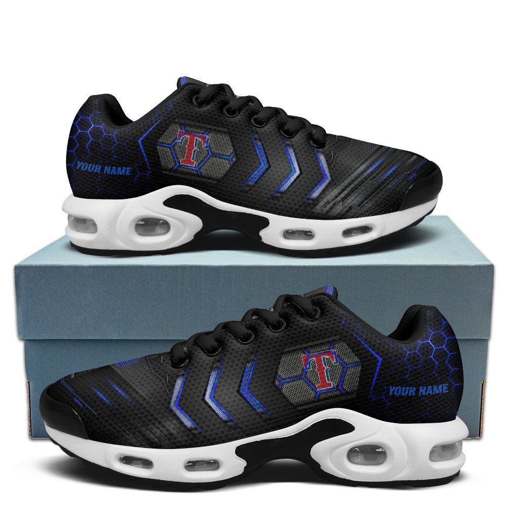 Texas Rangers Personalized Name Team Colors Arrow Line Beehive Pattern TN Air Max Shoes Air Cushion Sneakers