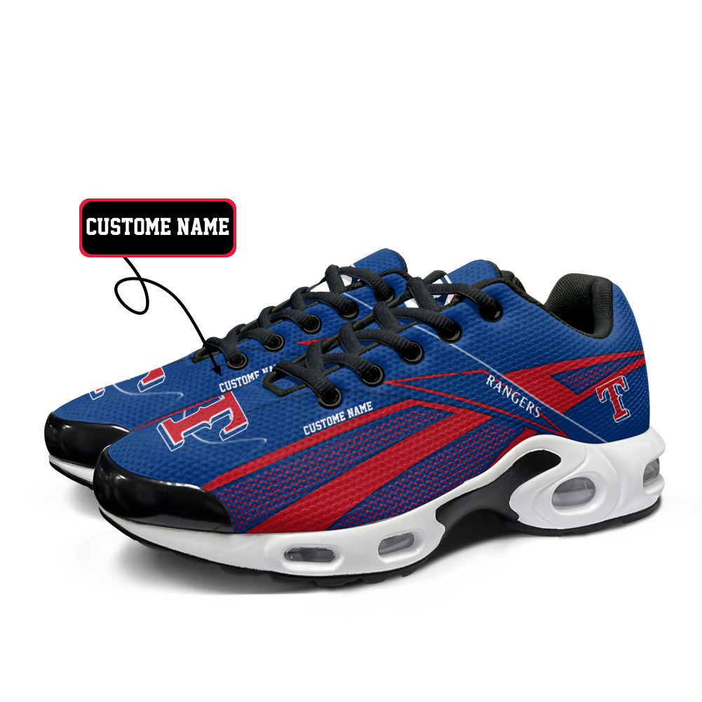 Texas Rangers Personalized Name Team Colors Supersonic Line Pattern TN Air Max Shoes Air Cushion Sneakers