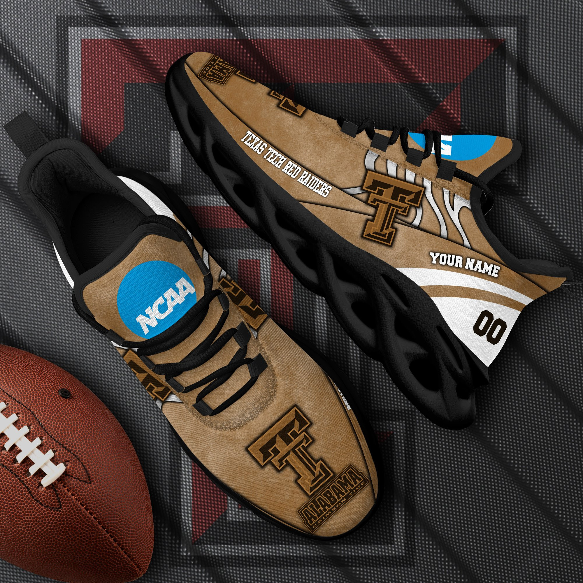 Texas Tech Red Raiders Black Max Soul Shoes 2025 Versions Custom Your Name And Number 312