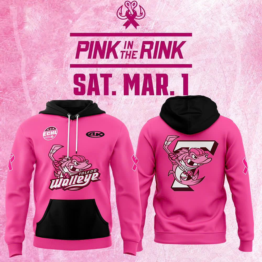 Toledo Walleye x 2025 Pink in the Rink Premium Pullover Hoodie 
