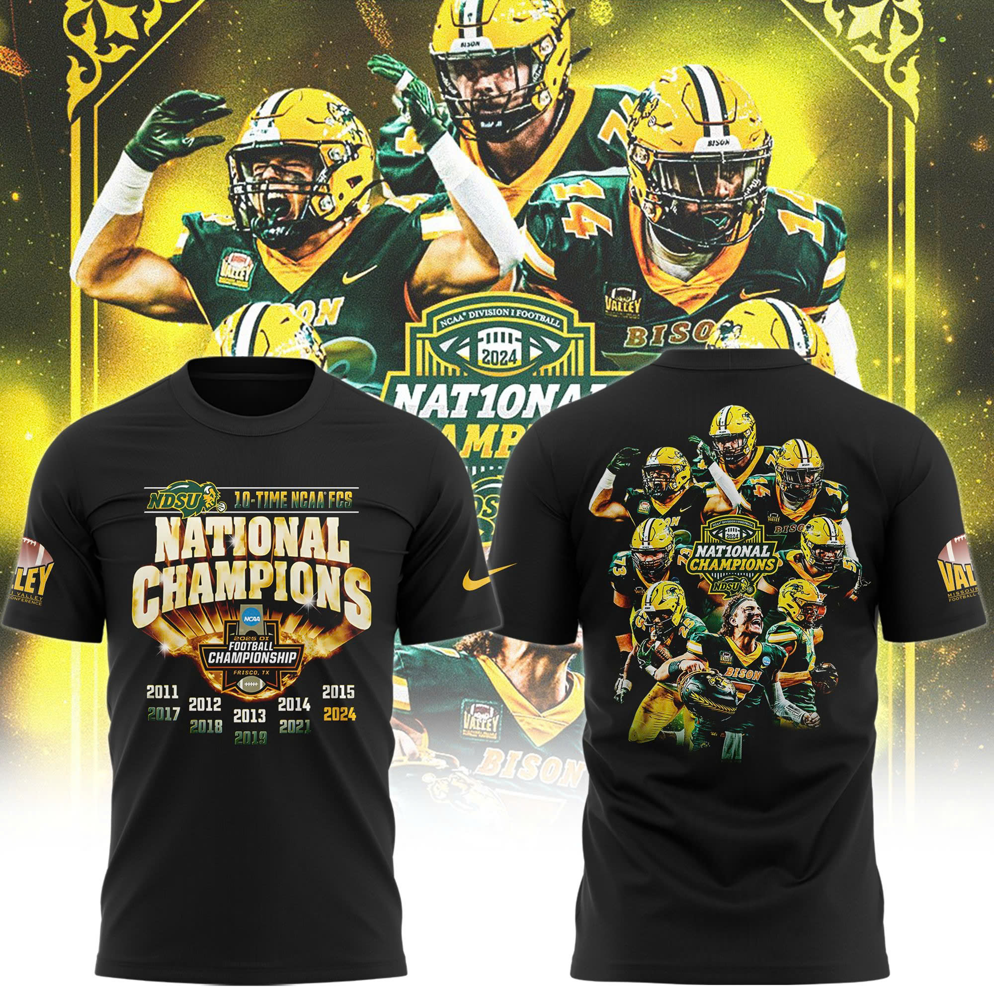 Tshirt North Dakota State Bison Football Champions 2025 