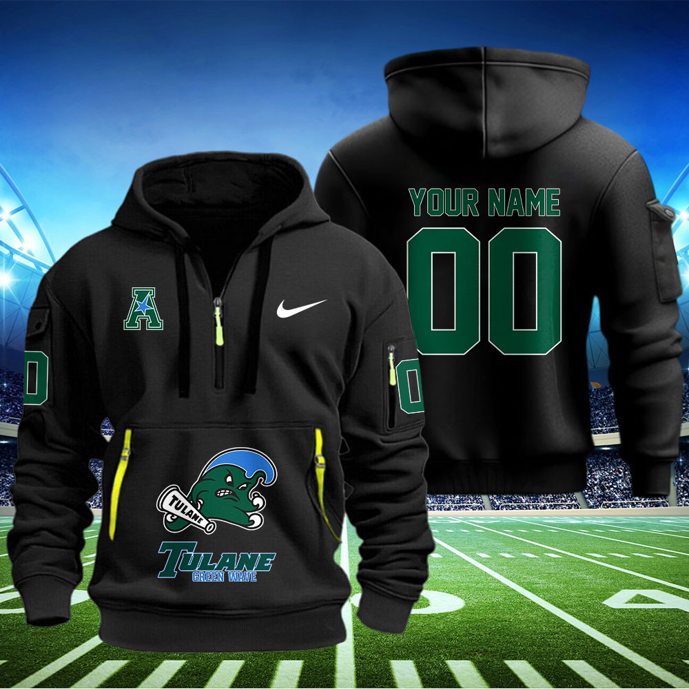 Tulane Green Wave Football Quarter Zip Hoodie 