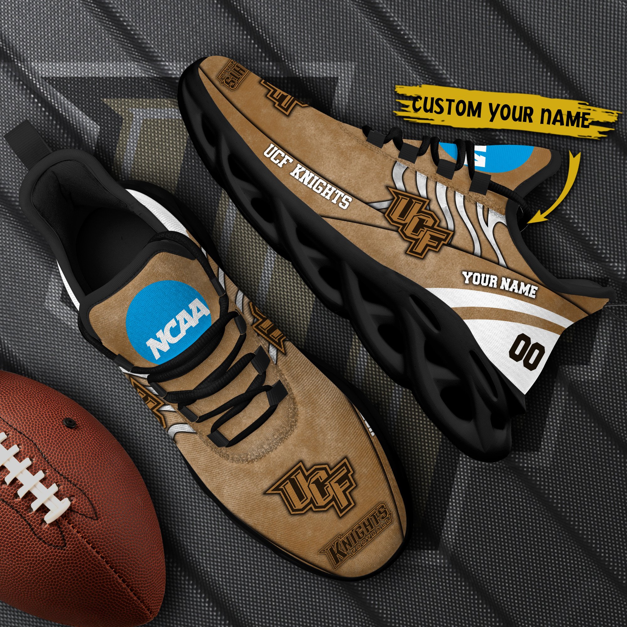 UCF Knights Black Max Soul Shoes 2025 Versions Custom Your Name And Number 312