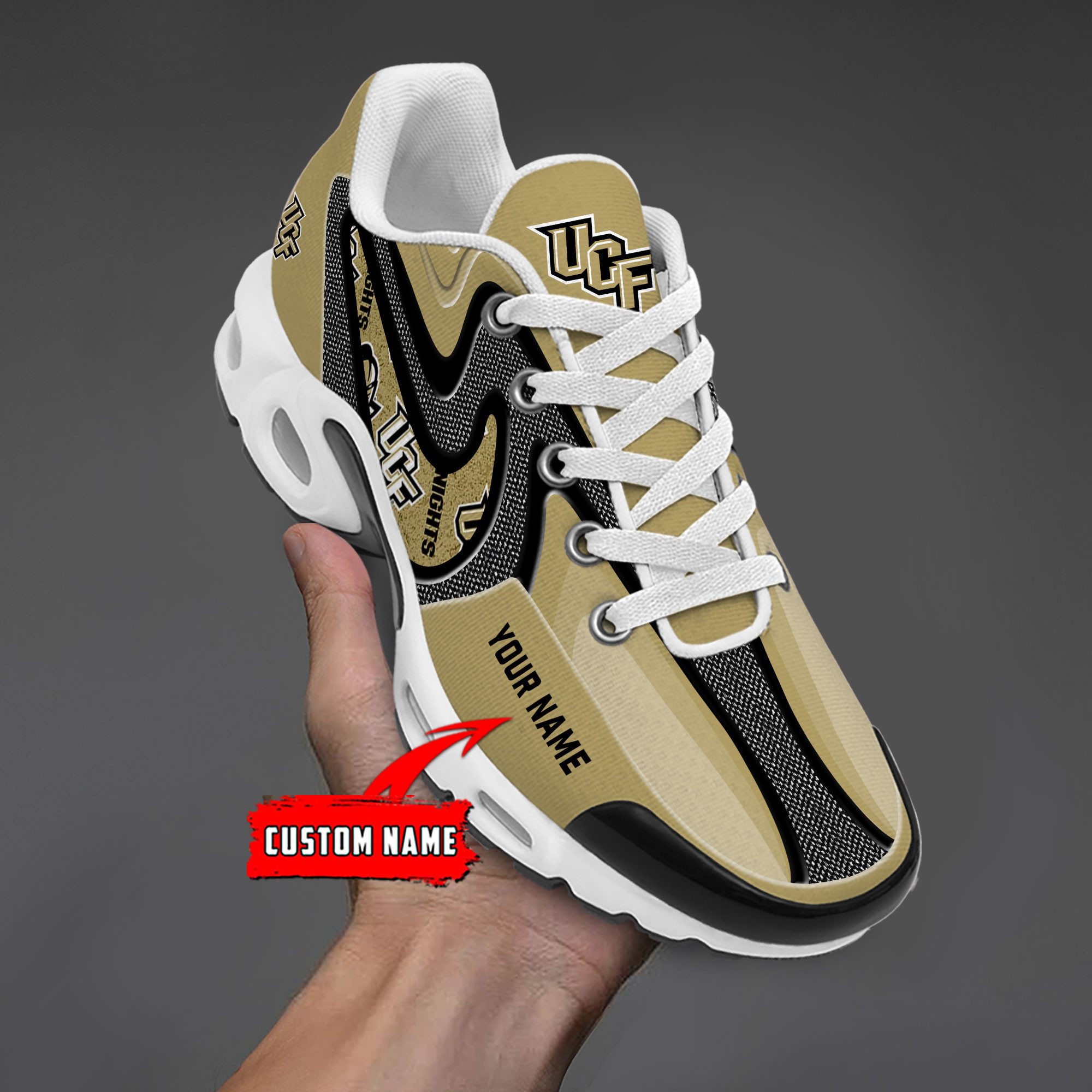 UCF Knights Personalized Name Team Checkmark Logo Mix Colors Stitch Line TN Air Max Shoes Air Cushion Sneakers