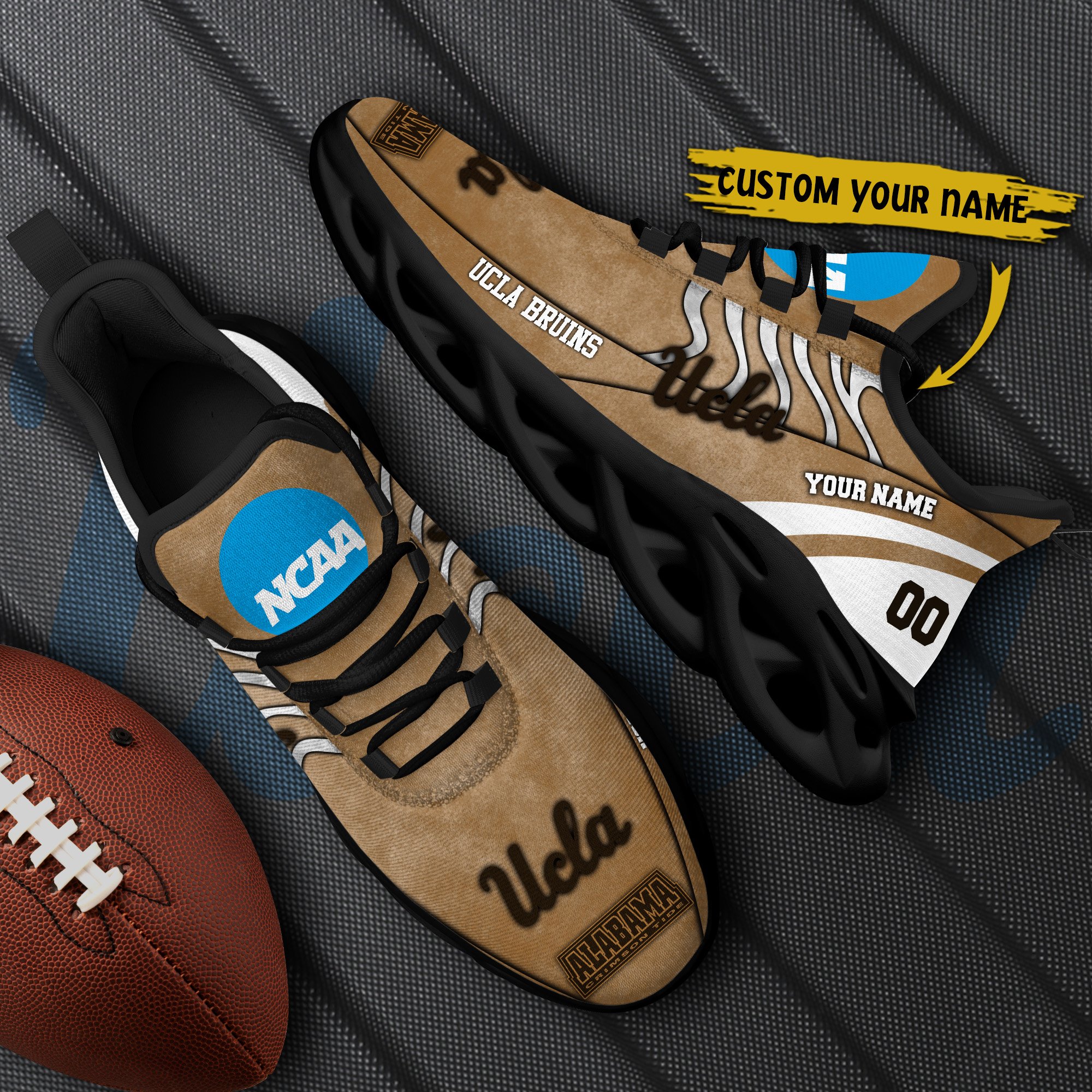 UCLA Bruins Black Max Soul Shoes 2025 Versions Custom Your Name And Number 312