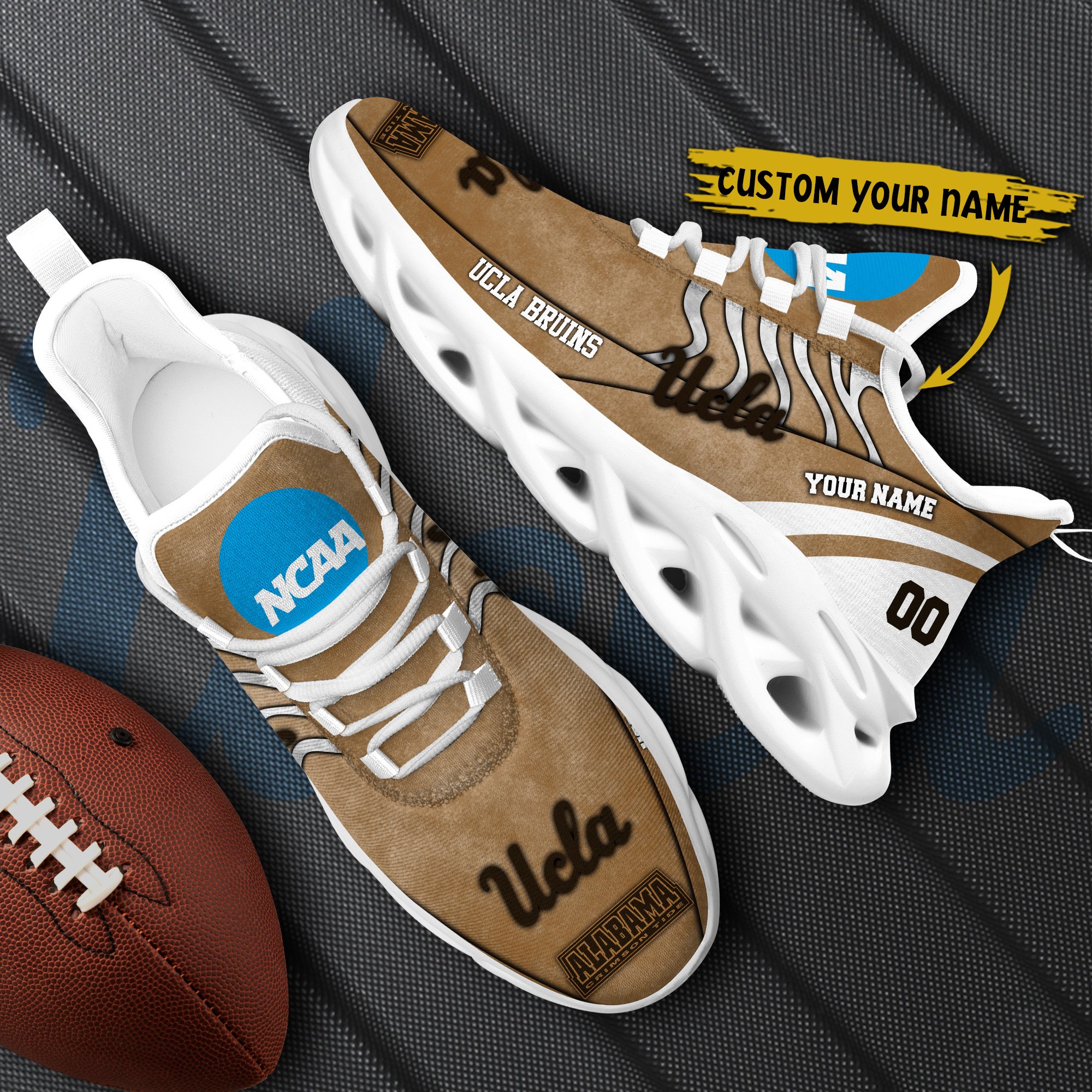 UCLA Bruins Black Max Soul Shoes 2025 Versions Custom Your Name And Number 312