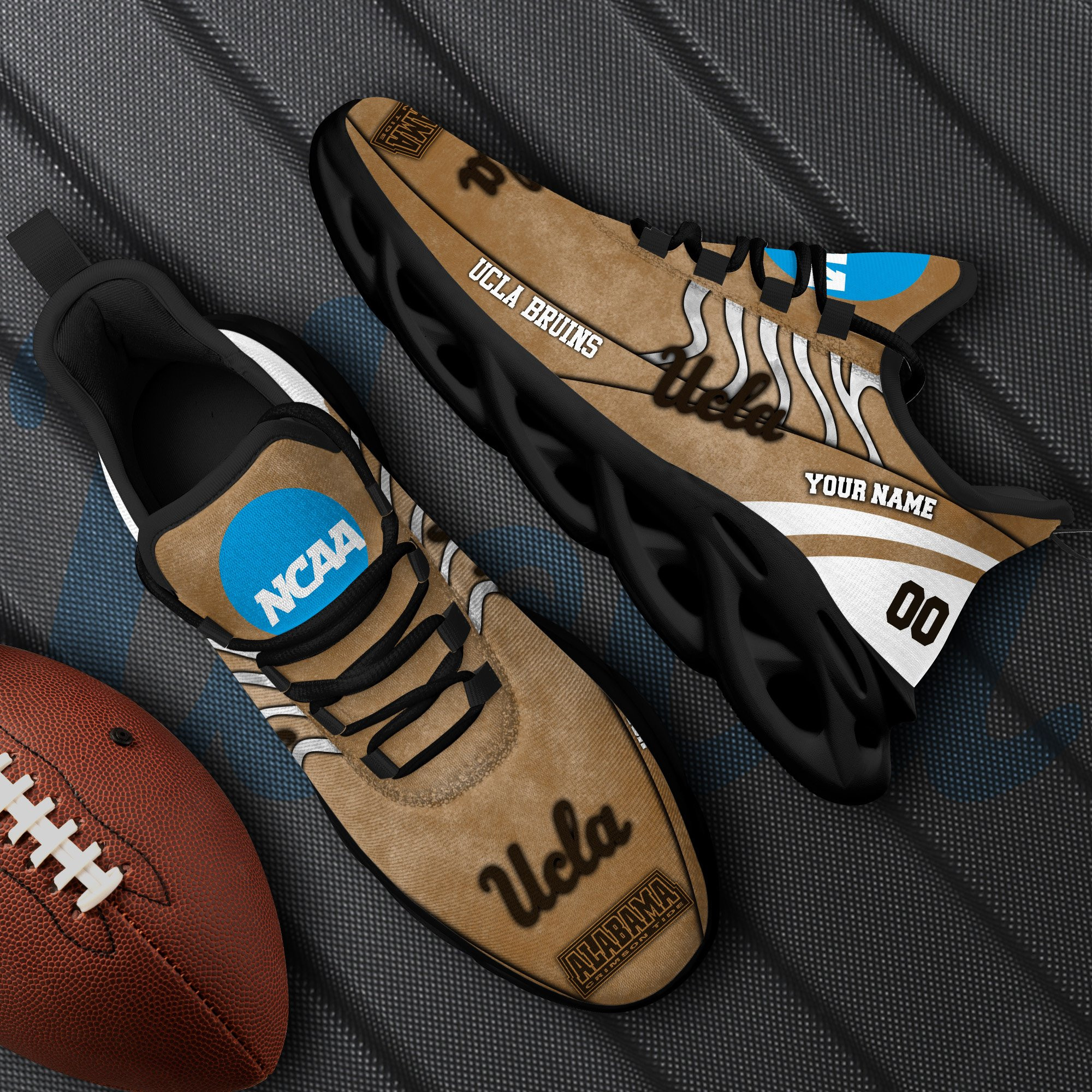 UCLA Bruins Black Max Soul Shoes 2025 Versions Custom Your Name And Number 312