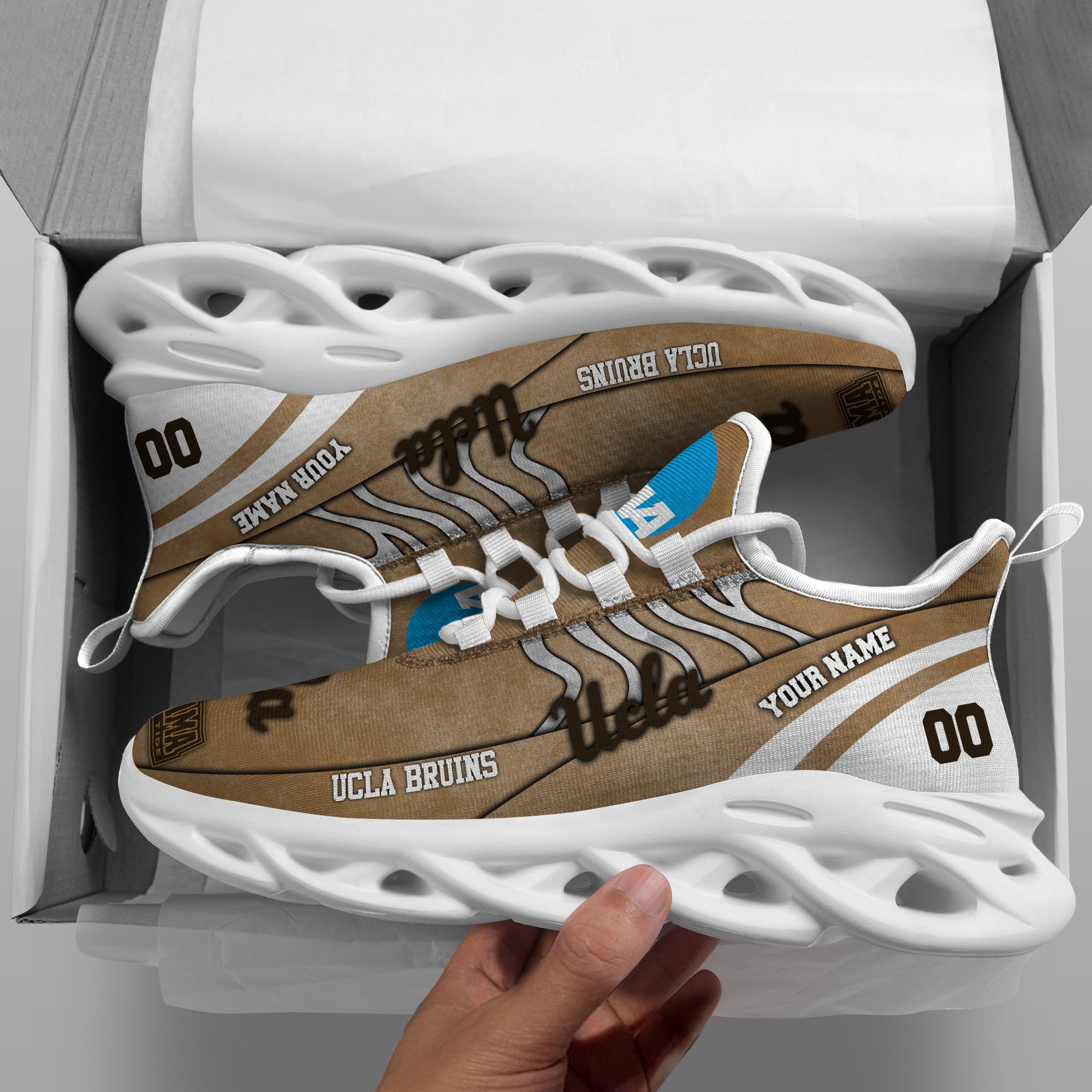 UCLA Bruins Black Max Soul Shoes 2025 Versions Custom Your Name And Number 312