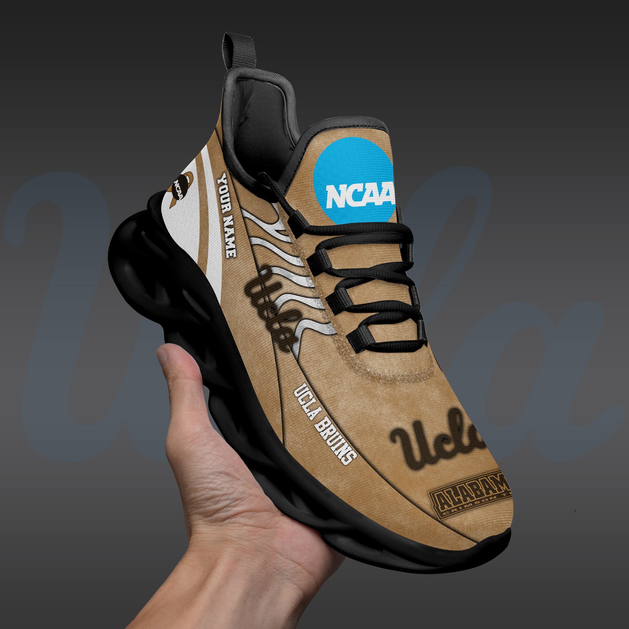 UCLA Bruins Black Max Soul Shoes 2025 Versions Custom Your Name And Number 312