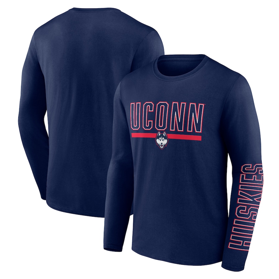 UConn Huskies Navy Modern TwoHit Long Sleeve TShirt Limited 