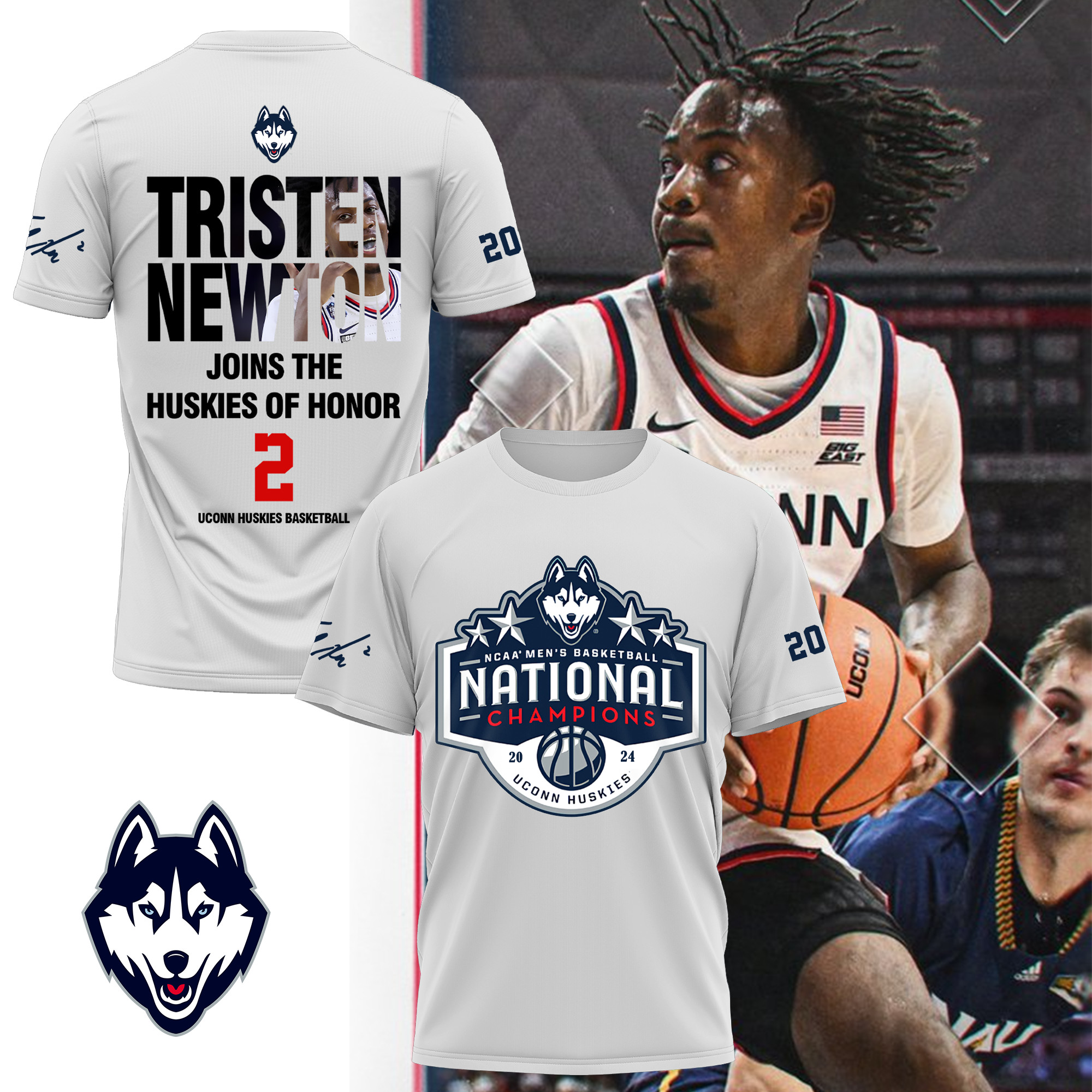 Uconn Huskies Tristen Newton Huskies Honor TShirt  Limited 